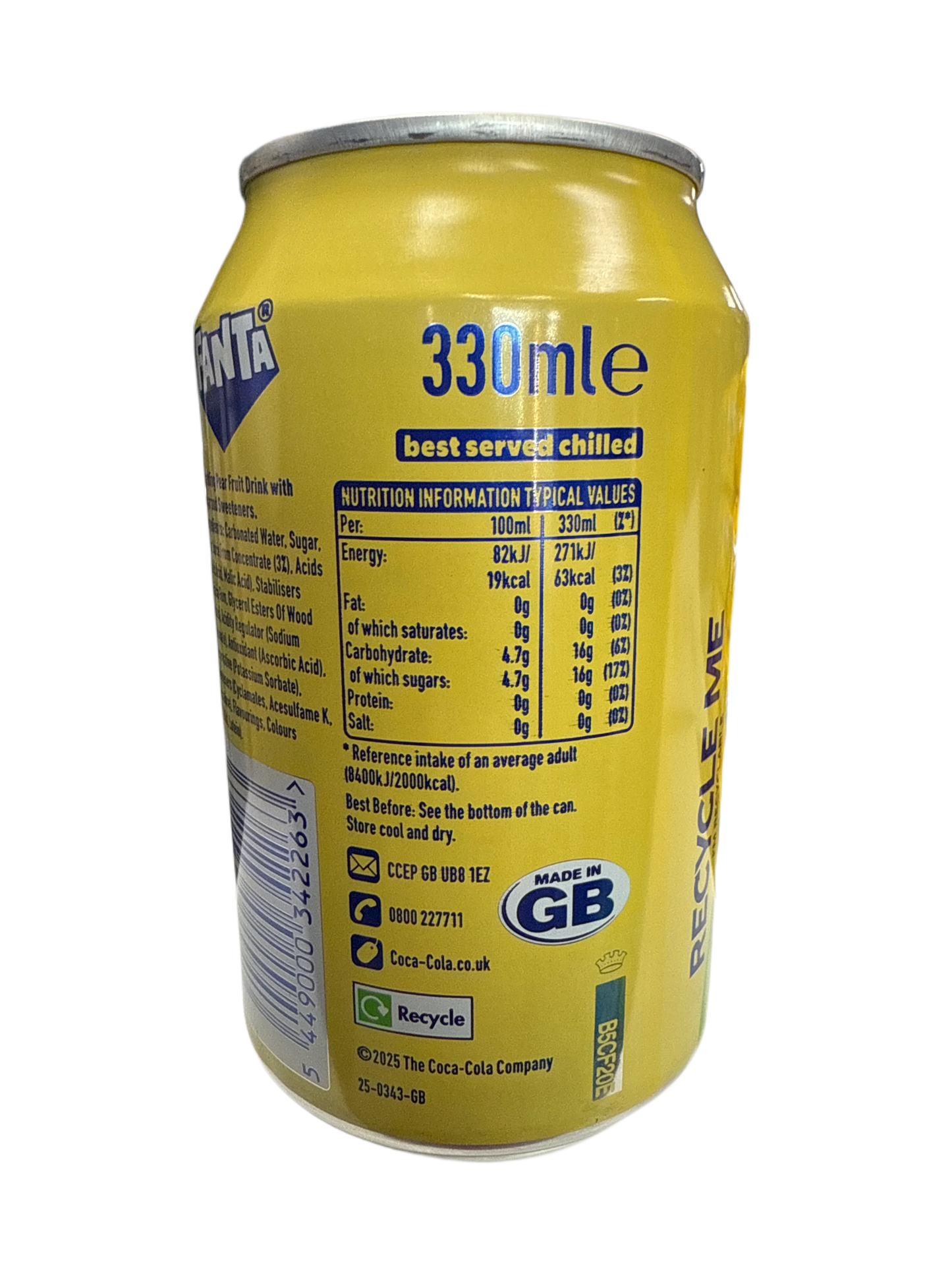 Lata de Fanta sabor pera 355ML - Edición Reino Unido