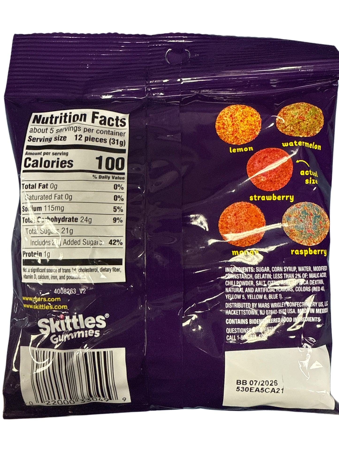 Skittles Gomitas Fuego Caramelo Blando 164G - Edición EE. UU.