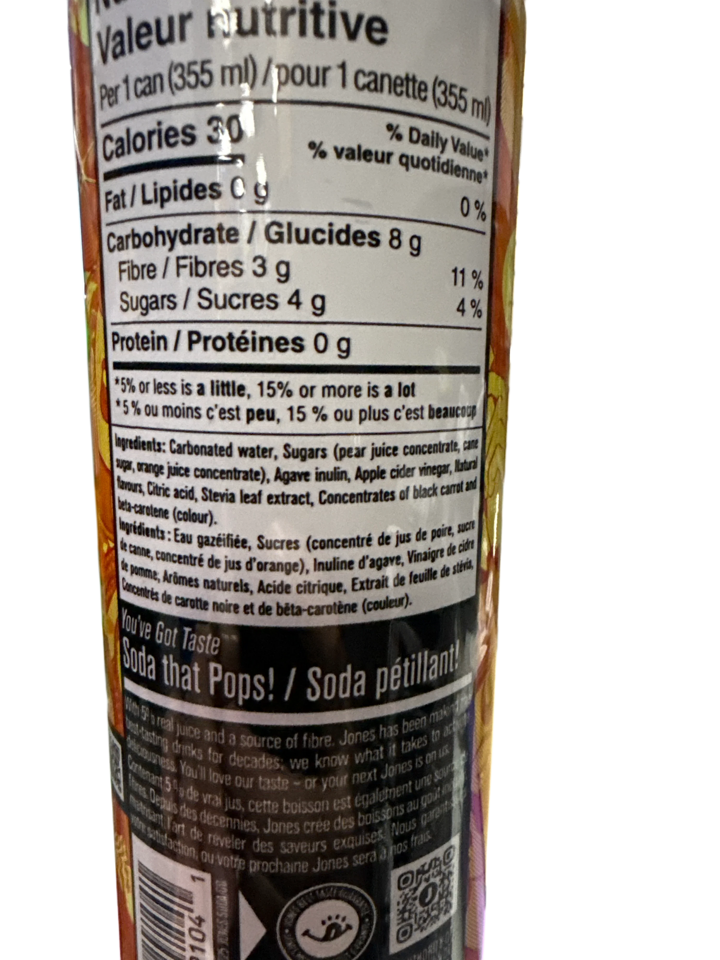 Pop Jones Präbiotische Orangen- und Sahnelimonade 355ML - Kanadische Ausgabe