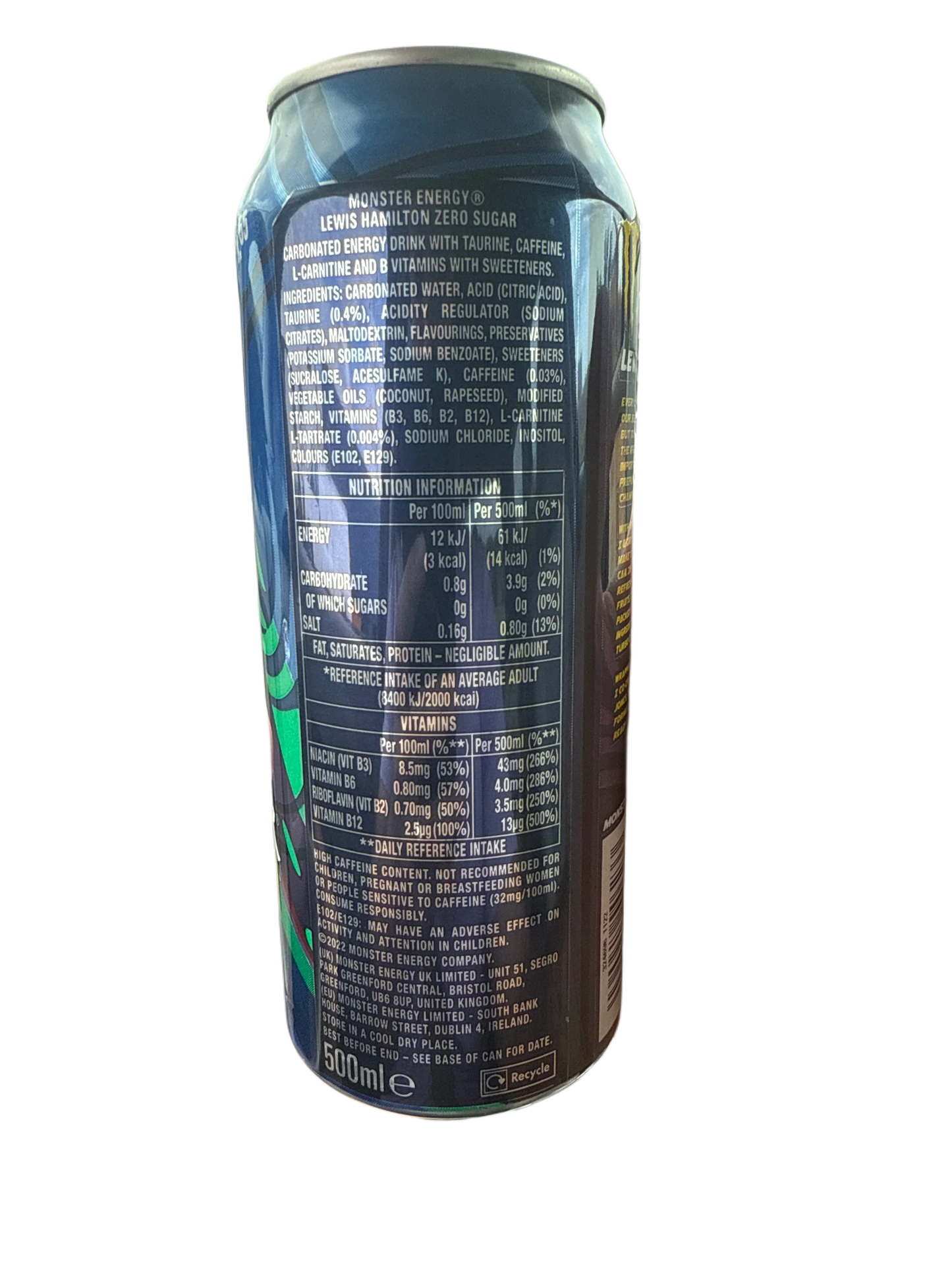 Monster Energy Zero Sugar Limited Edition Lewis Hamilton 500ML - U.K Edition