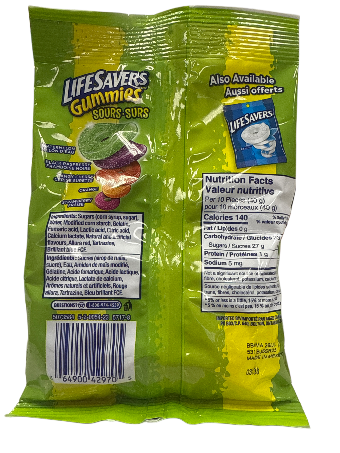 Bonbons gélifiés acidulés Life Savers 180G - Édition canadienne