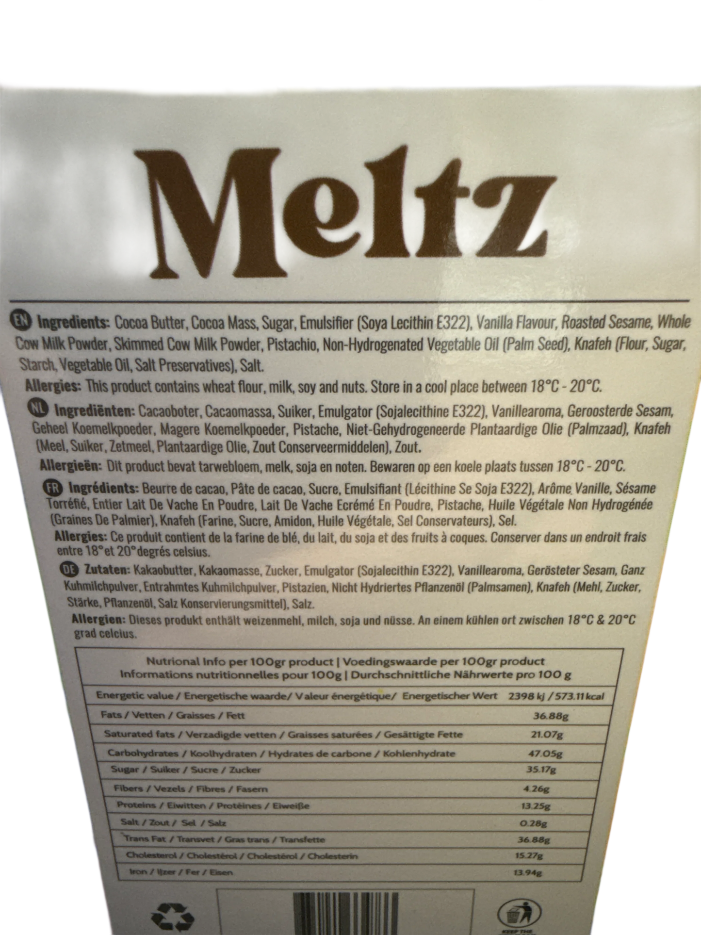 Meltz Dubai Chocolate Pistachio Knafeh Flavour 192G - Dubai Edition