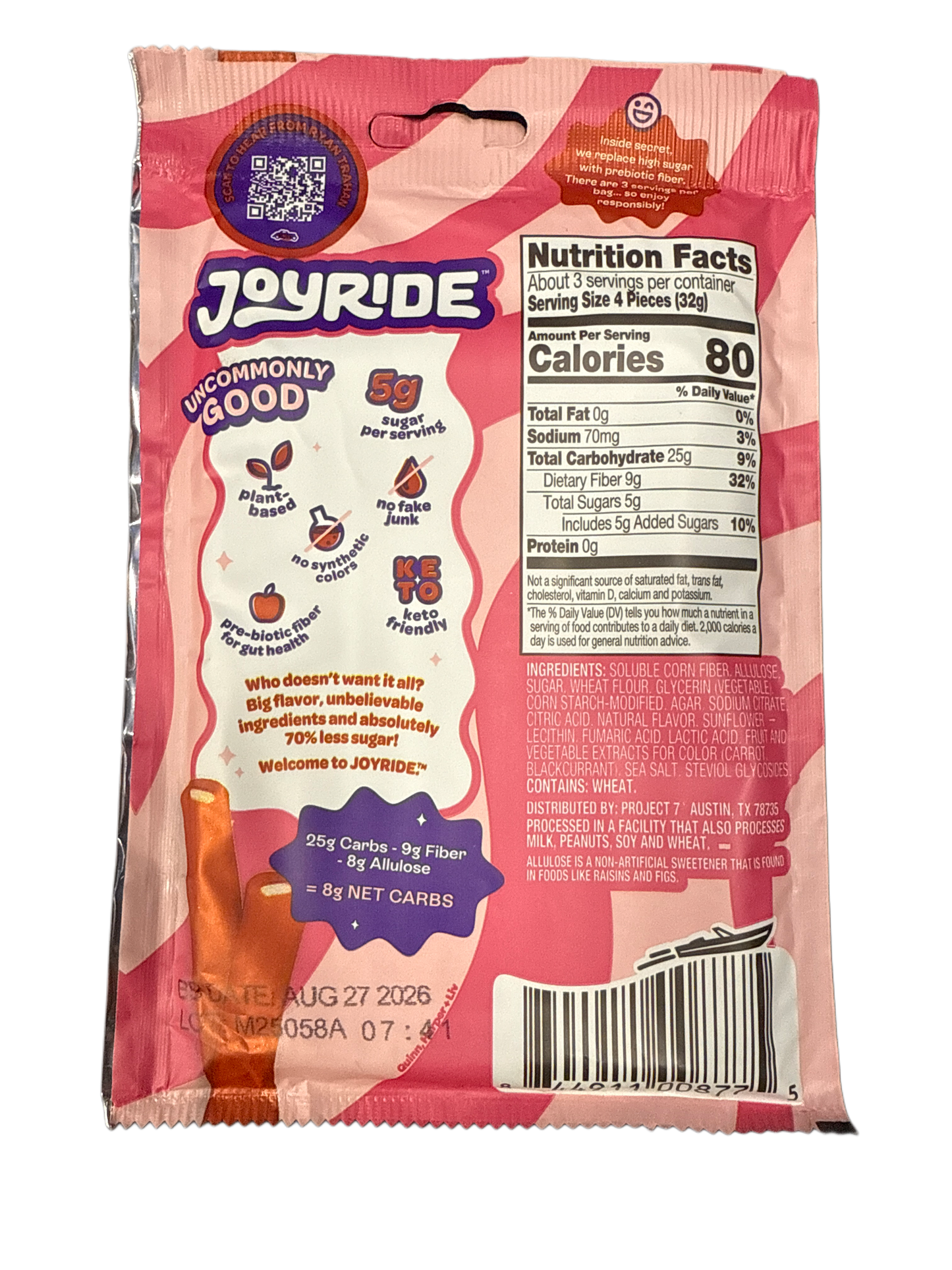 Ryan Trahan's Joyride Plant Based Cherry Berry Rope Candy 99G U.S Edition