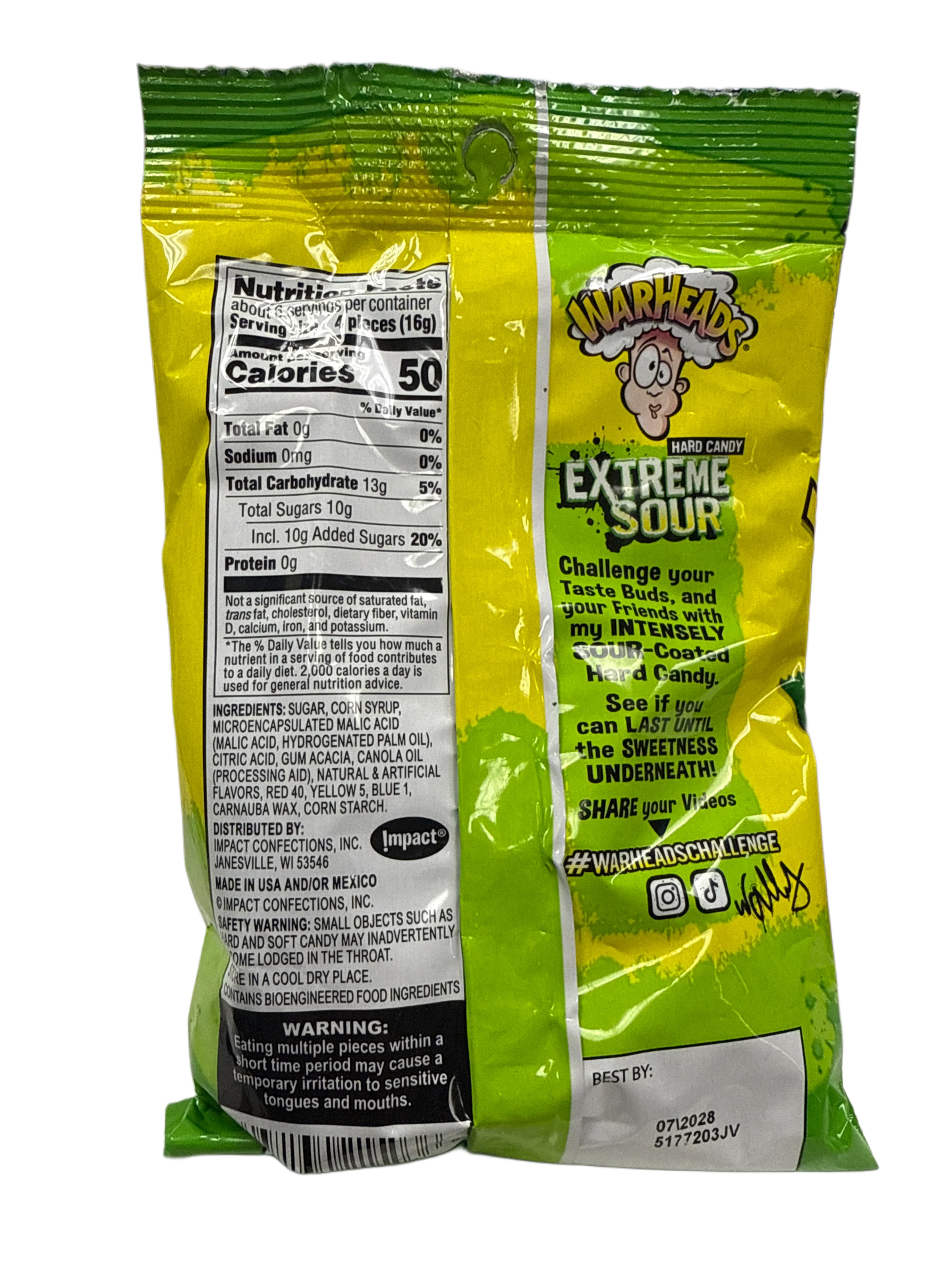 Warheads Extreme Sour Caramelo Duro 92G - U.S Edition