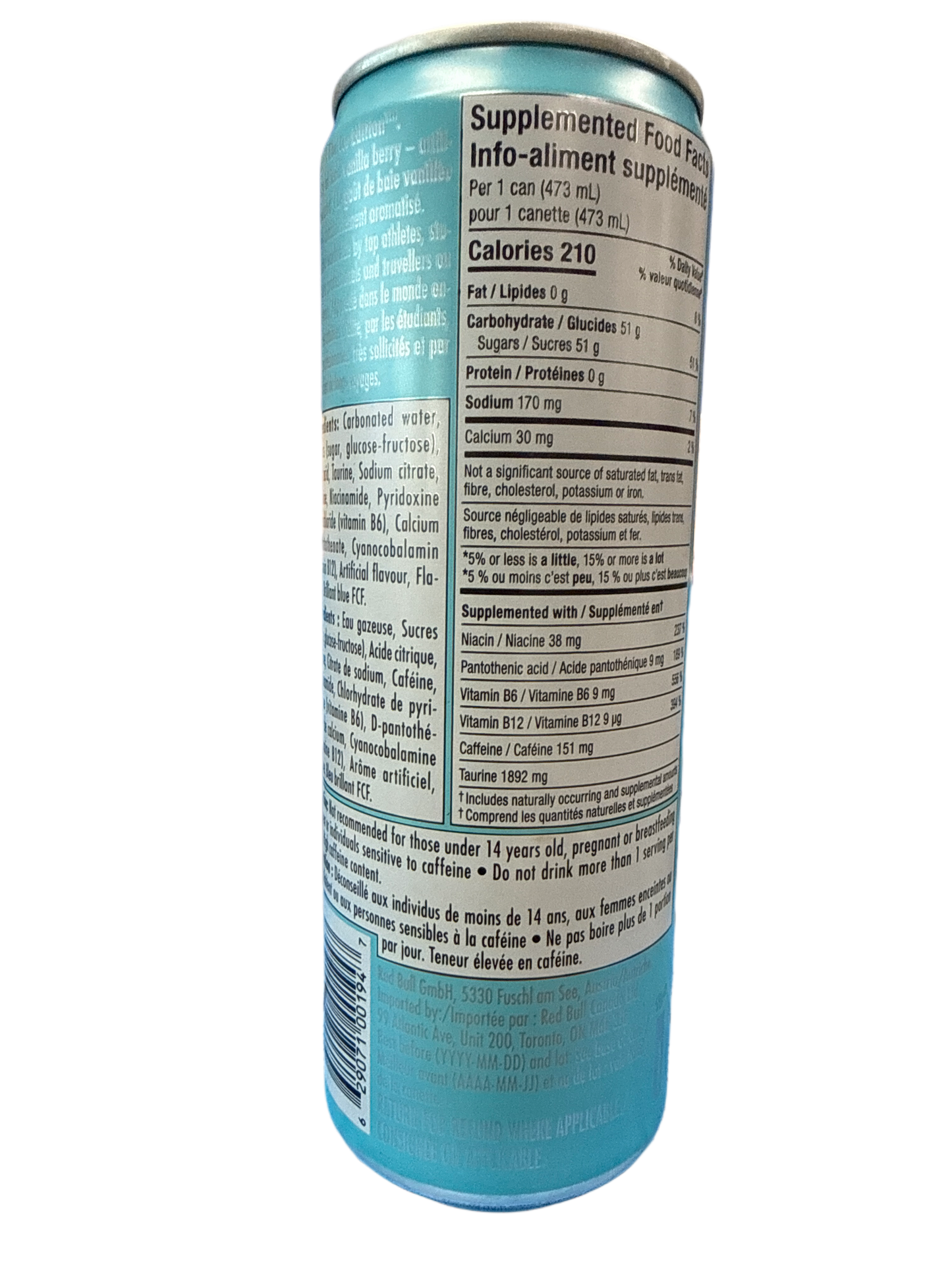 Red Bull Ice Edition Iced Vanilla Berry Energy Drink 473ML - Canadian Edition