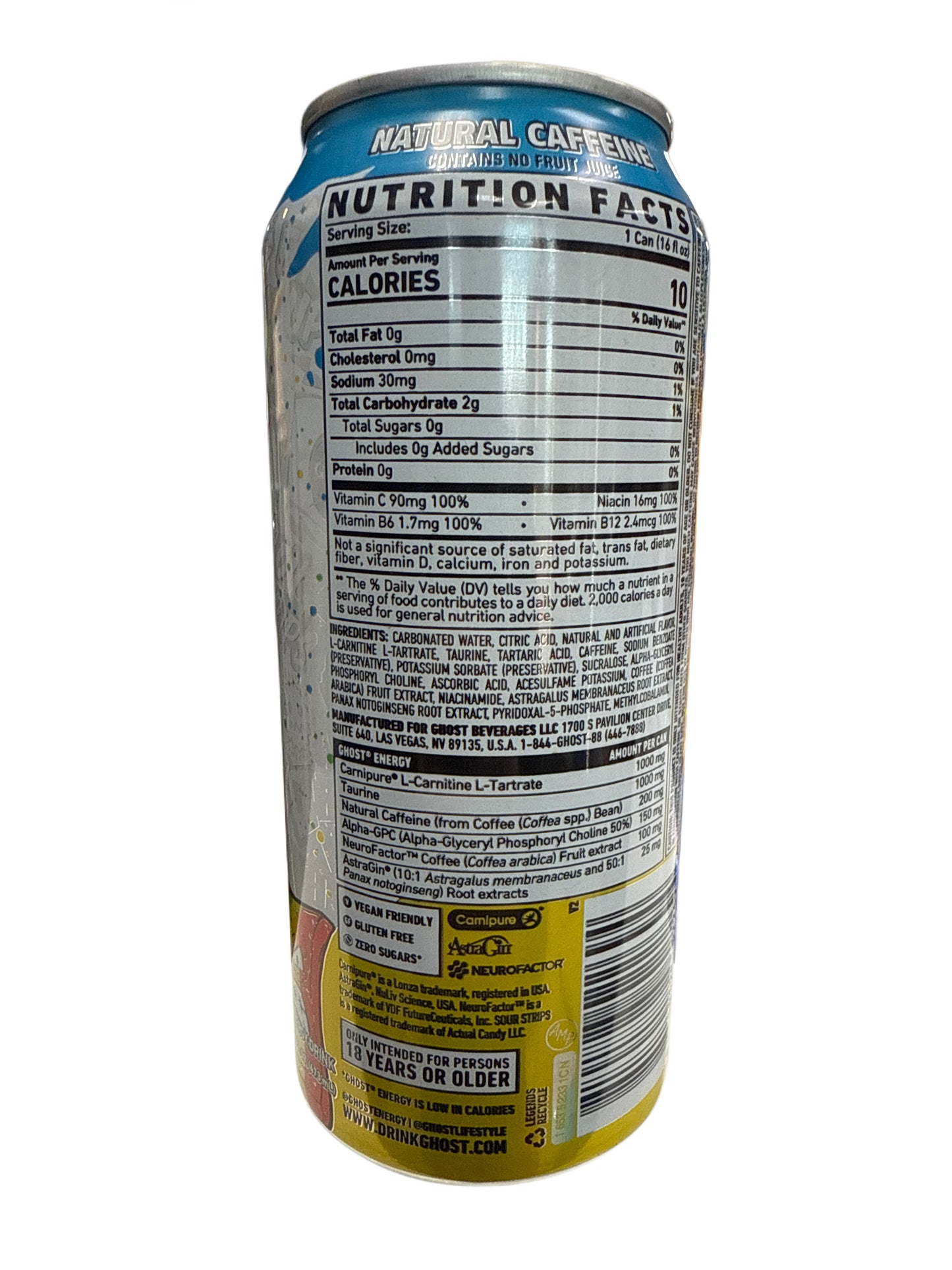 Ghost Energy Zéro Sucre Saveur Bandes Acidulées 473ML - Édition U.S