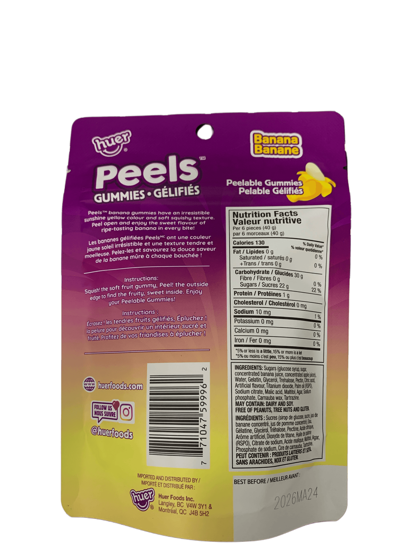Huer Peel Gummies Banana 65G - Canada Edition