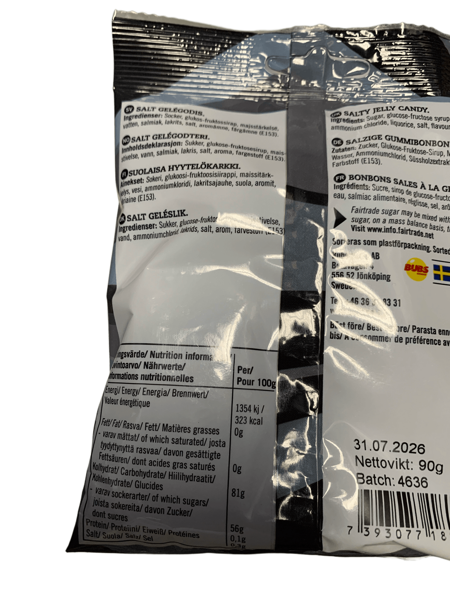 BUBS Godis Salt Skalle Candy Bag 90G - Sweden Edition