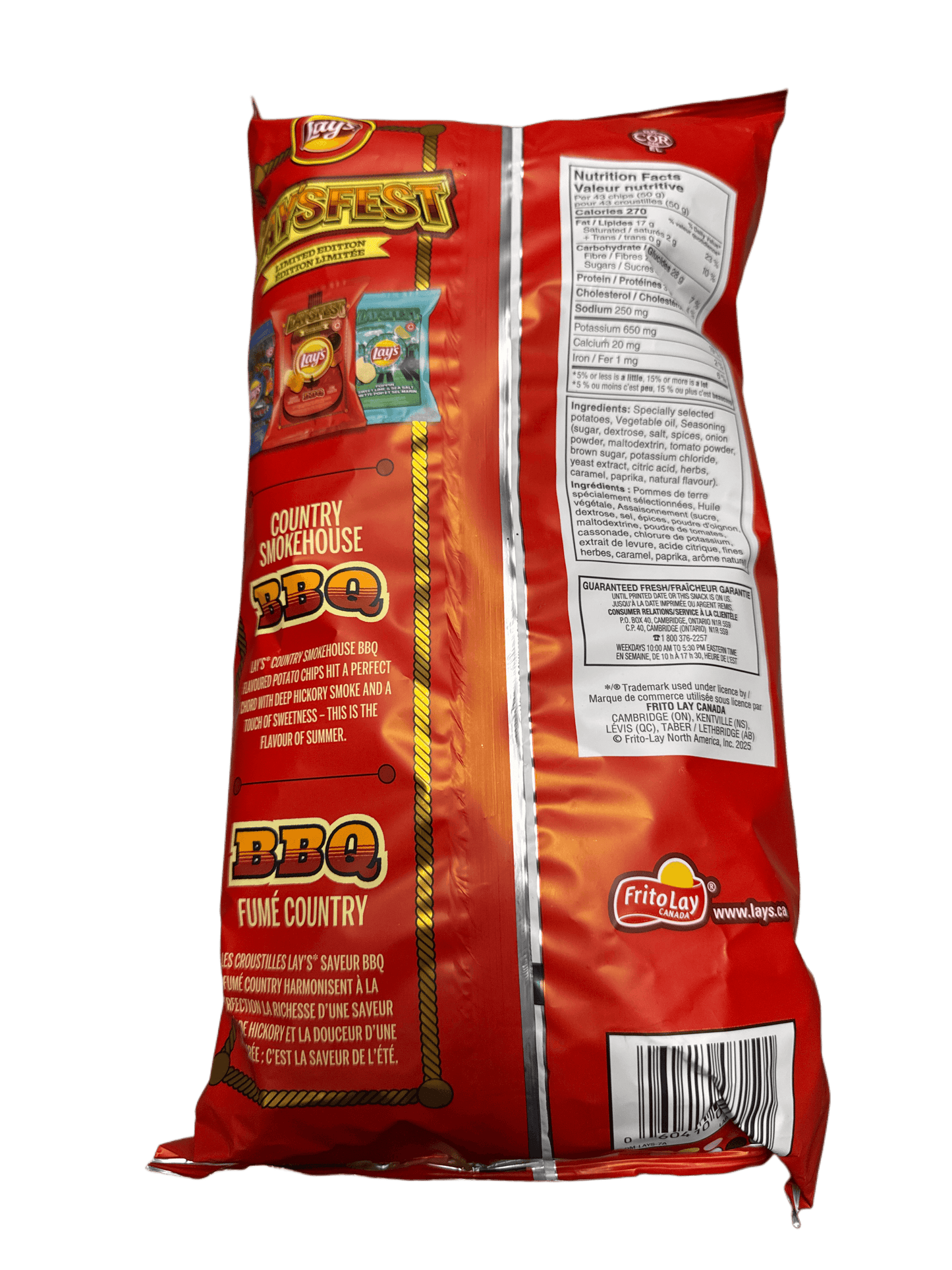 Lays Limited Edition Laysfest Country Smokehouse BBQ 220G - Canadian Edition