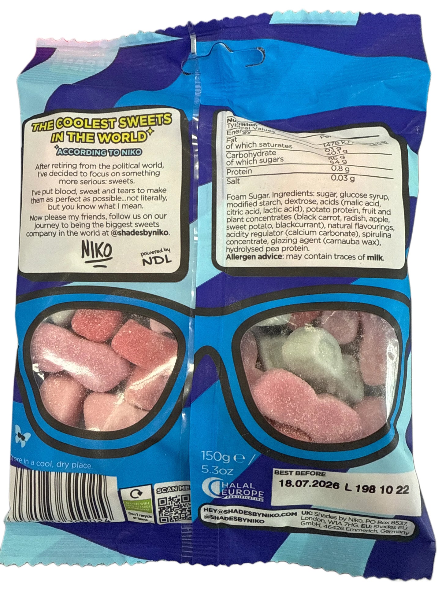 Shades By Niko The Originals Chewy Candy 150G - U.K Edition