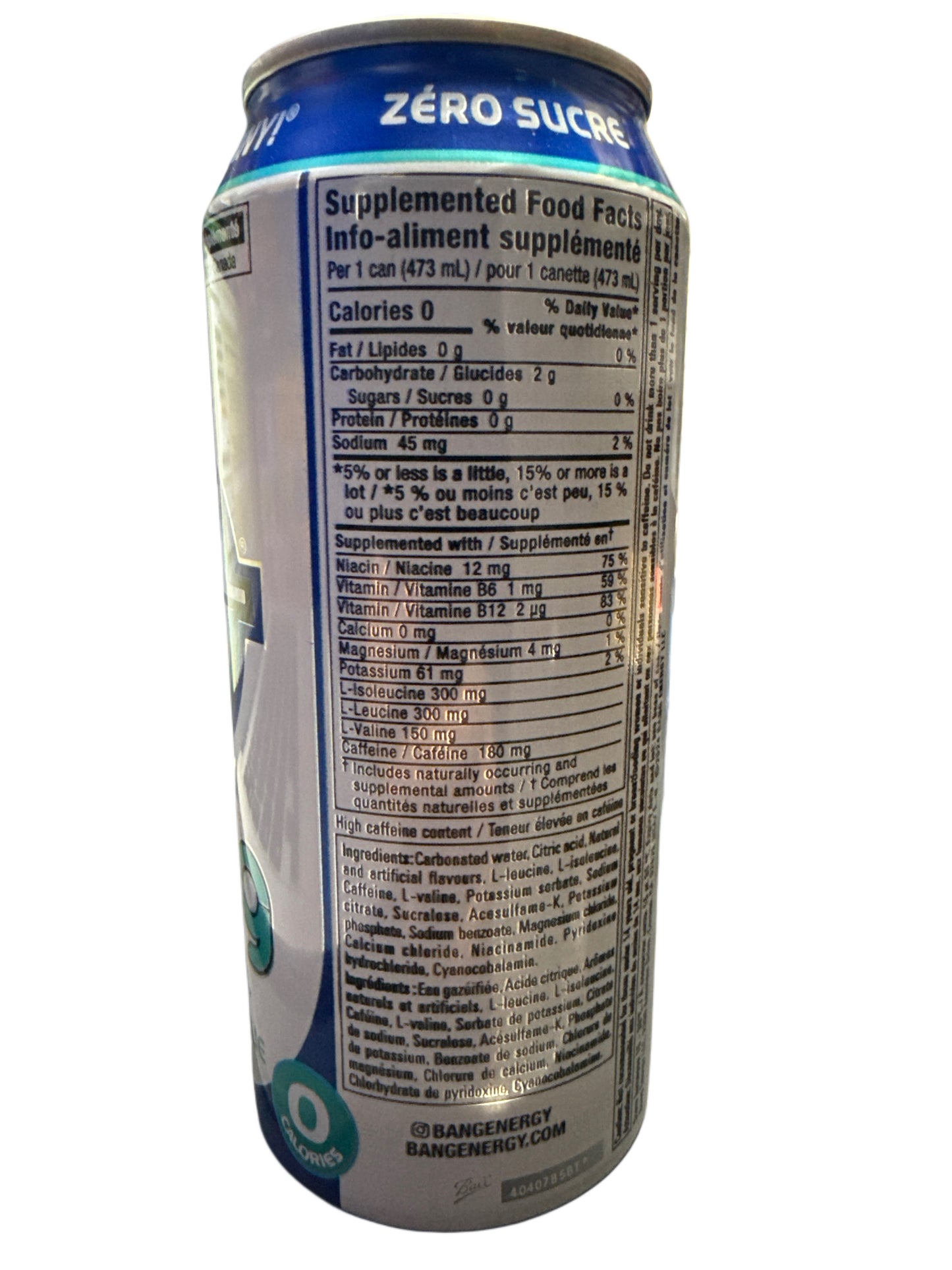 Bebida Energética Bang Zero Azúcar Blue Razz 473ML - Edición EE. UU.