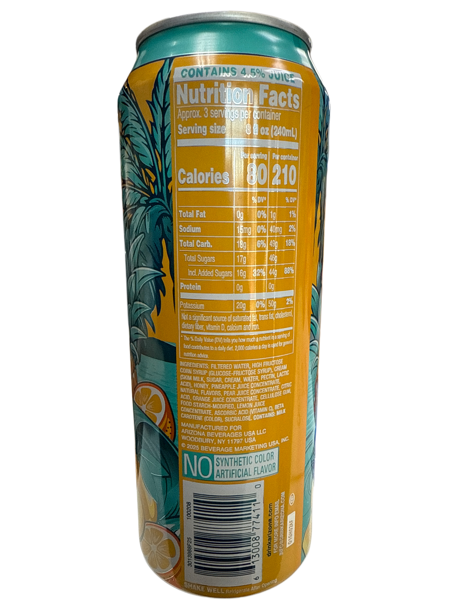 Arizona saveur ananas orange fouettée 650ML - Édition U.S