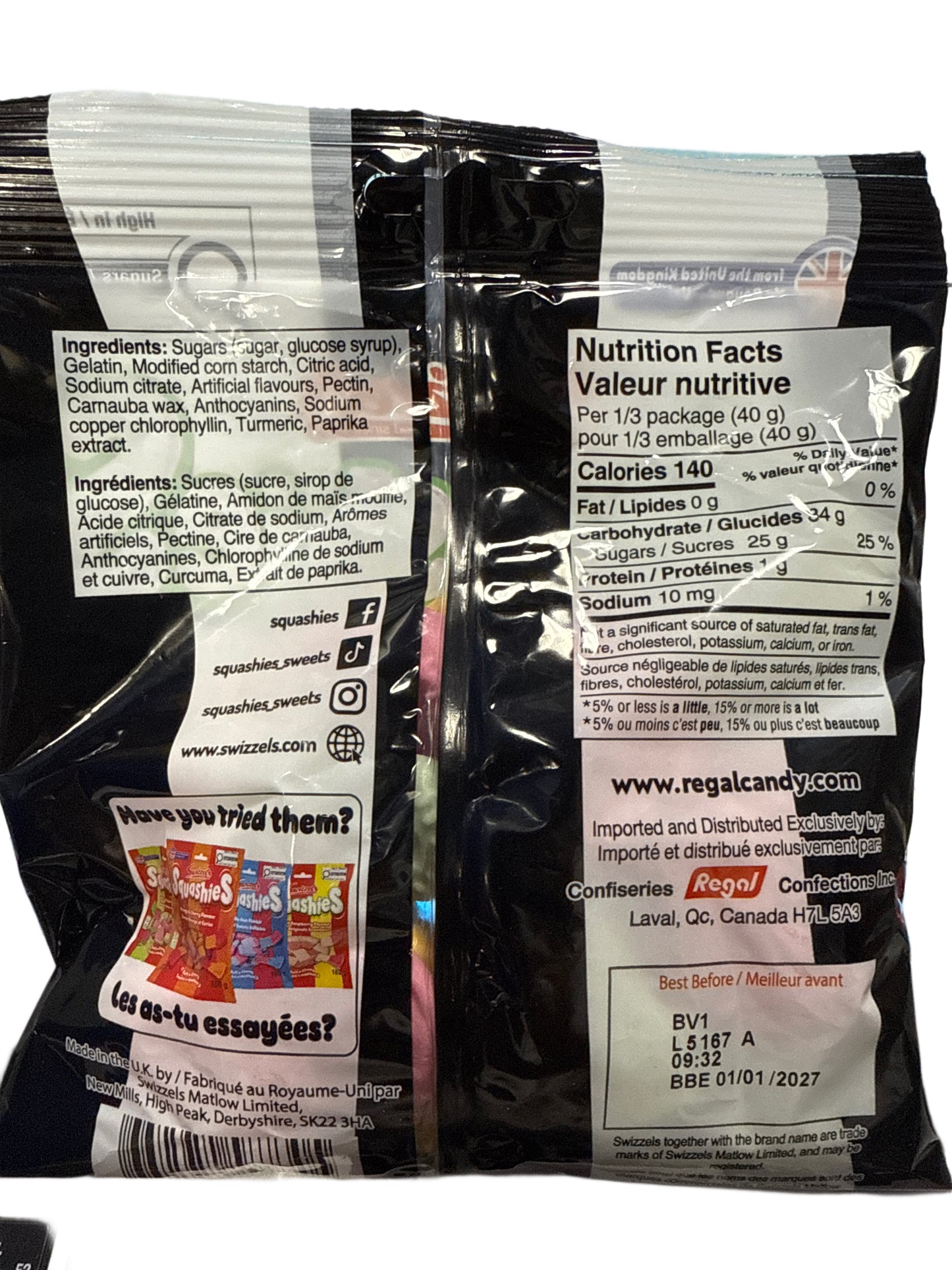 स्क्वैशीज़ कंकाल हैलोवीन कैंडी 120G - यू.के. संस्करण