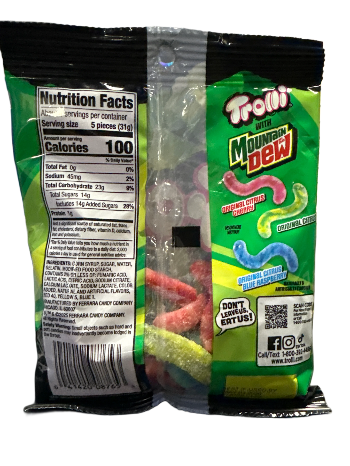 Trolli Limited Edition Mountain Dew Sour Brite Crawlers Gummi Candy 120G - U.S Edition