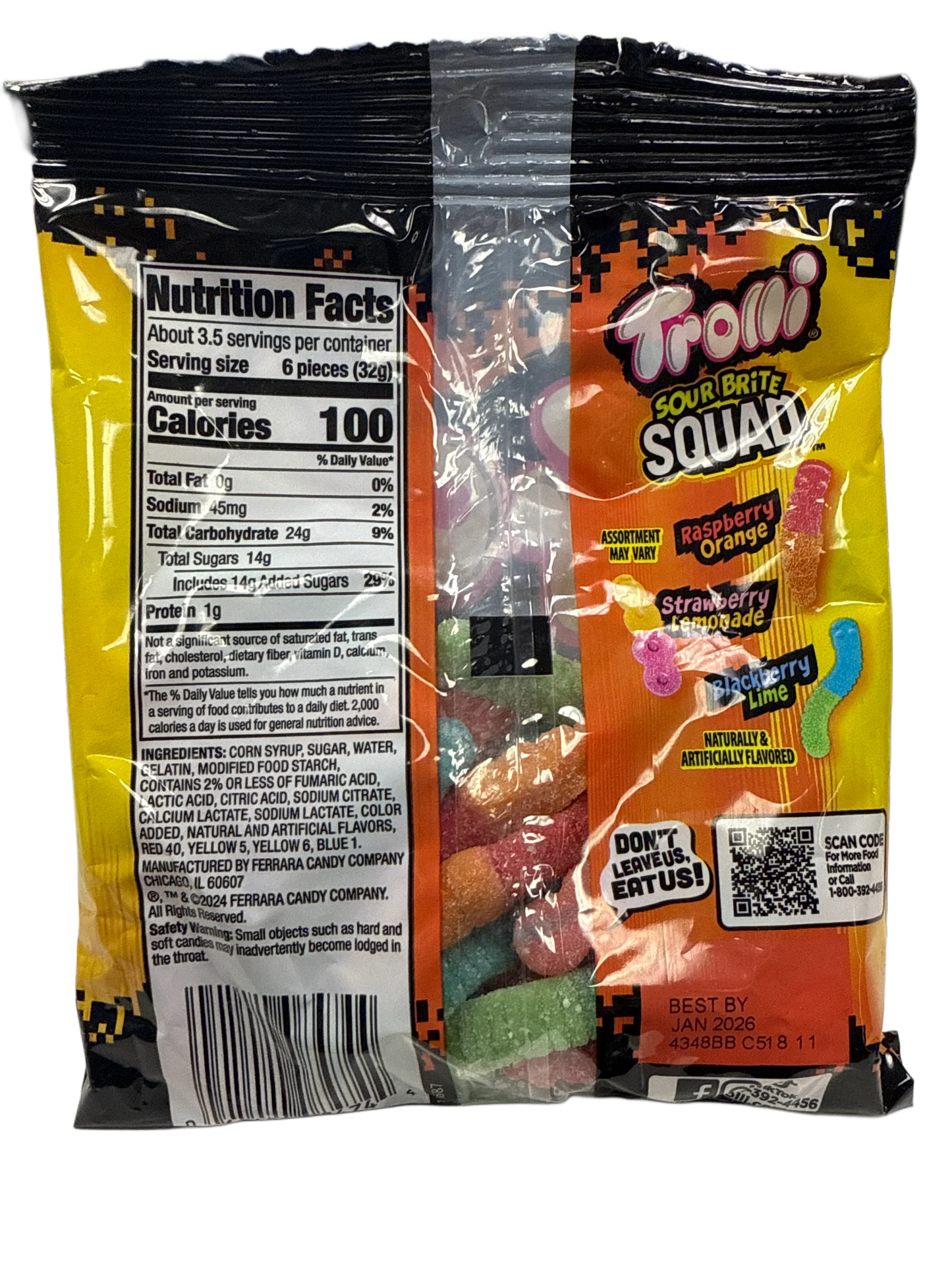 Trolli Sour Brite Squad Gummy Worms 120G - U.S Edition