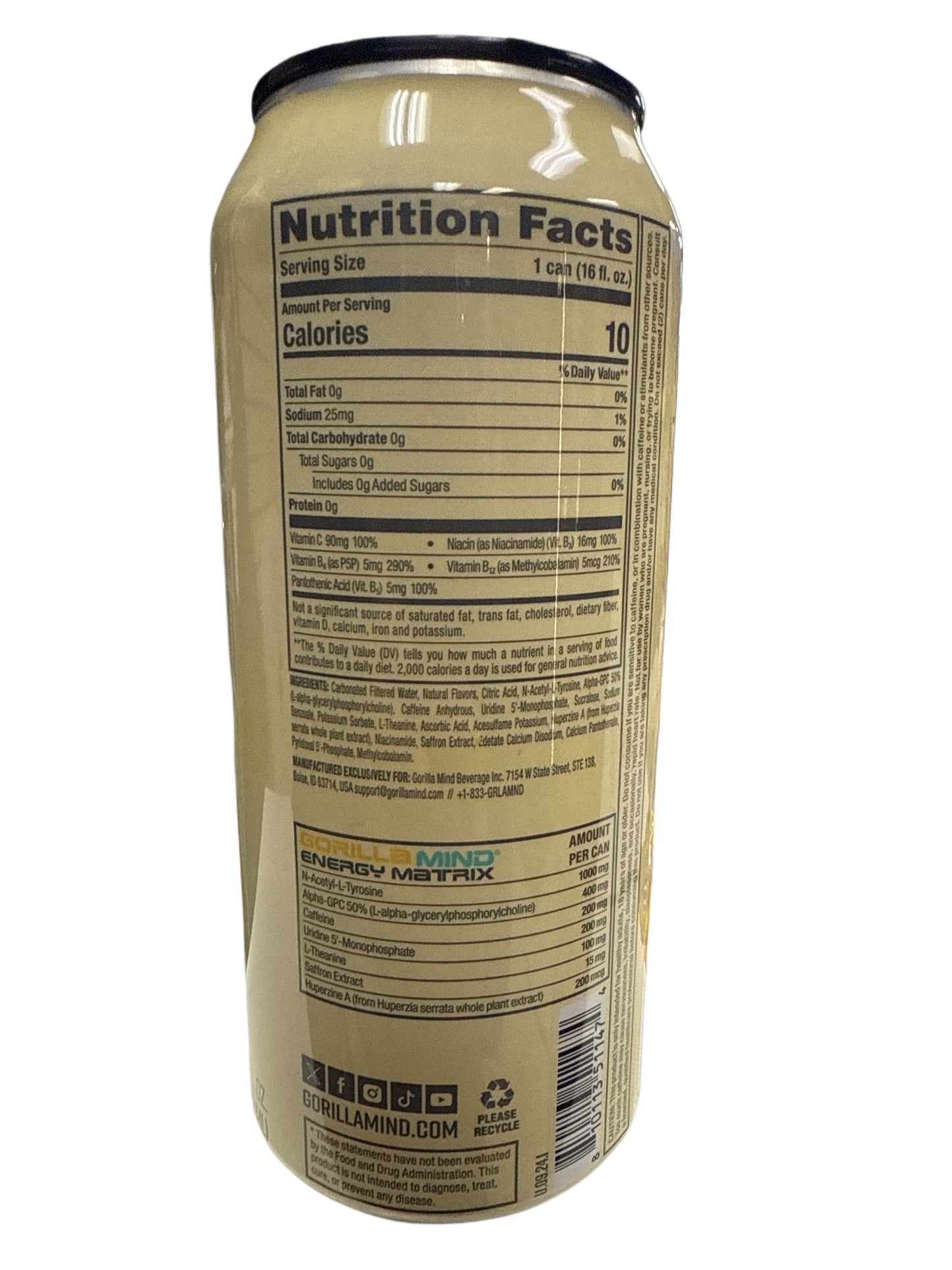 Bebida Energética Gorilla Minds White Gummy Bear 473ML - Edición EE. UU.