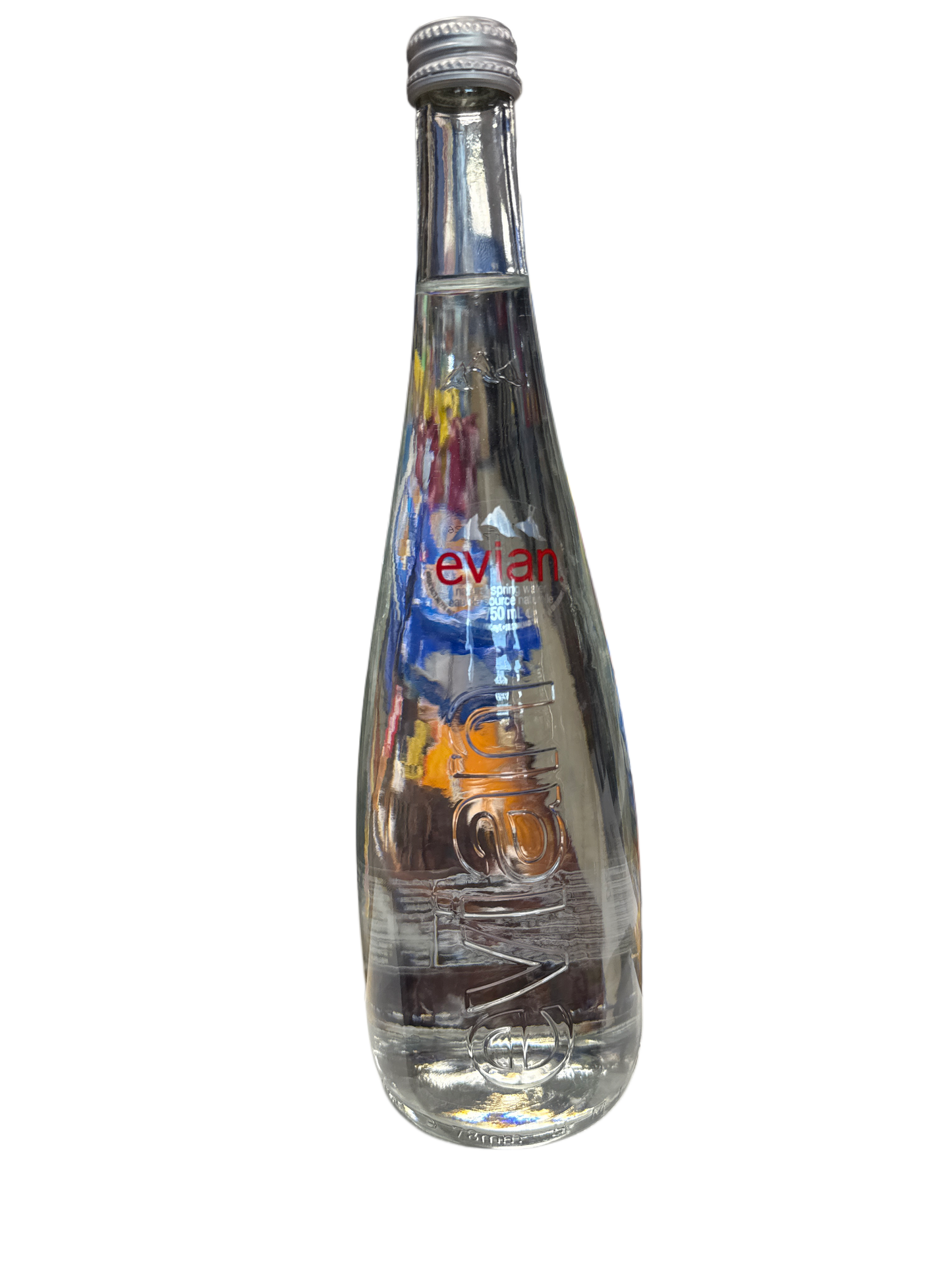 Evian Natural Spring Water Glass Bottle 750ML - French Edition