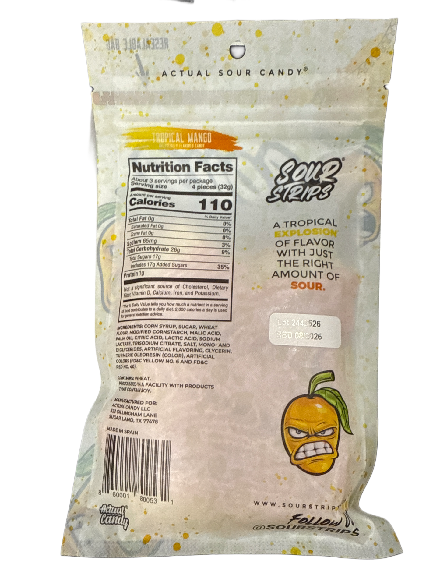 Sour Strips Tropical Mango 96G - U.S Edition