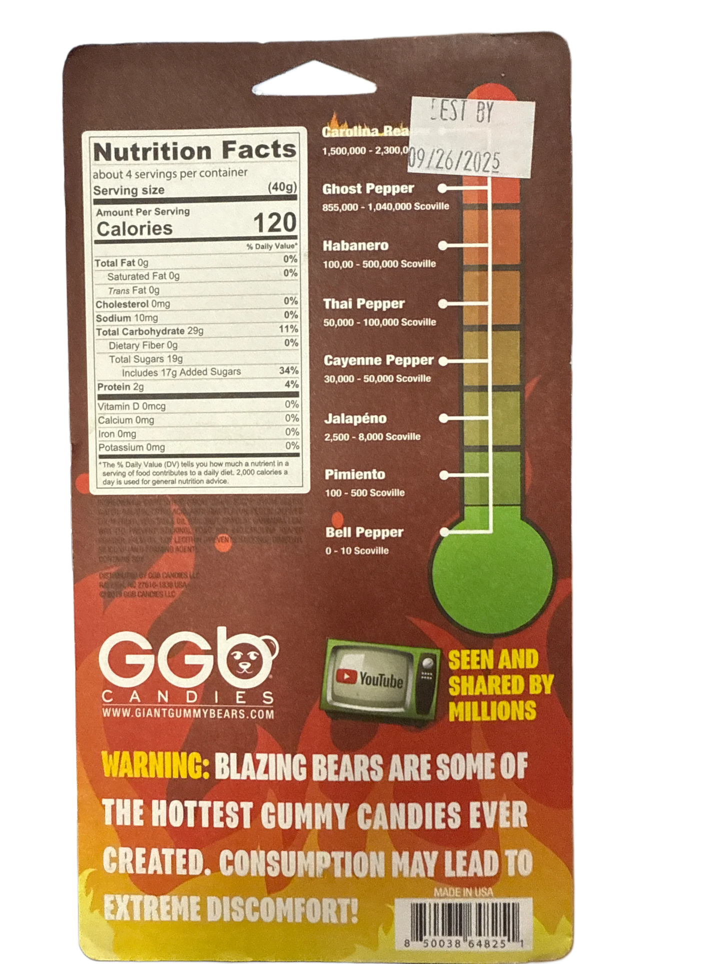 Carolina Reaper Blazing Hot Gummy Bears 184G - U.S Edition