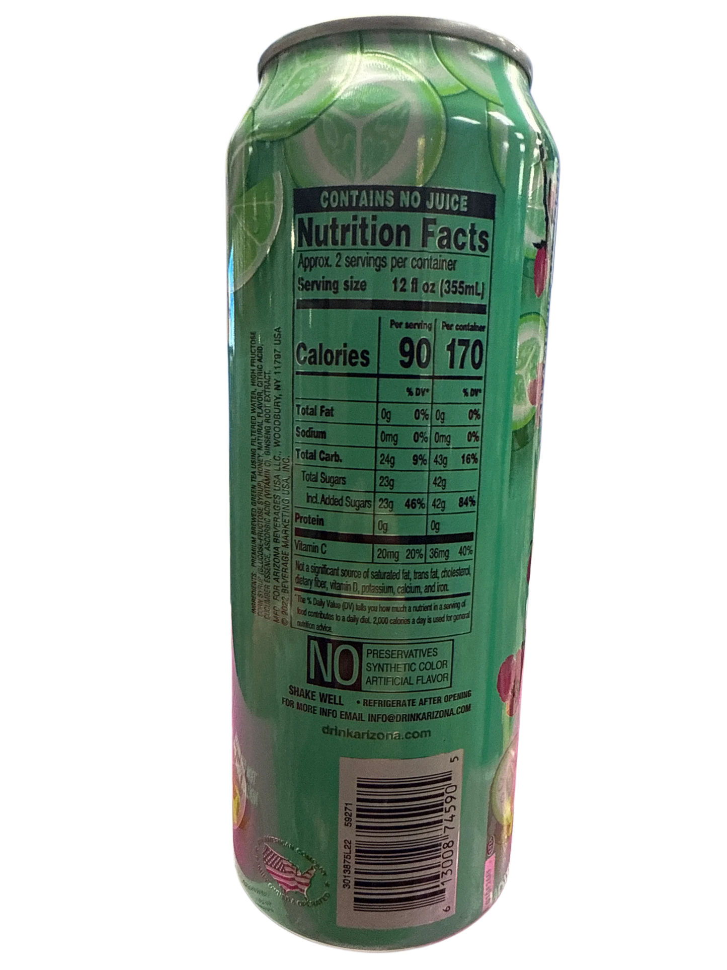 Arizona Green Tea Cucumber With Citrus 650ML - U.S Edition