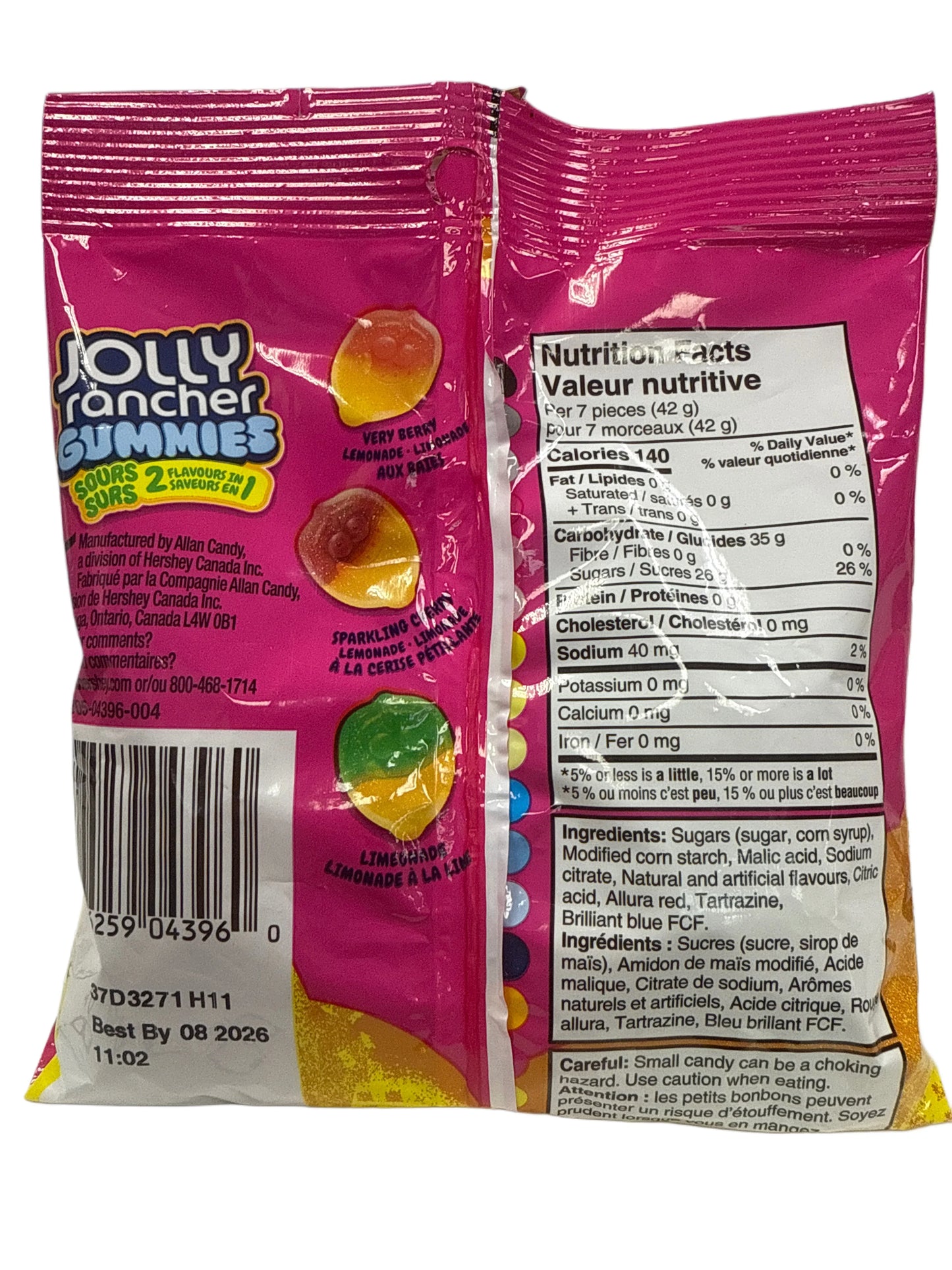 Jolly Rancher Sour Gummies 2 In 1 Lemonade Flavour 182G - Canadian Edition