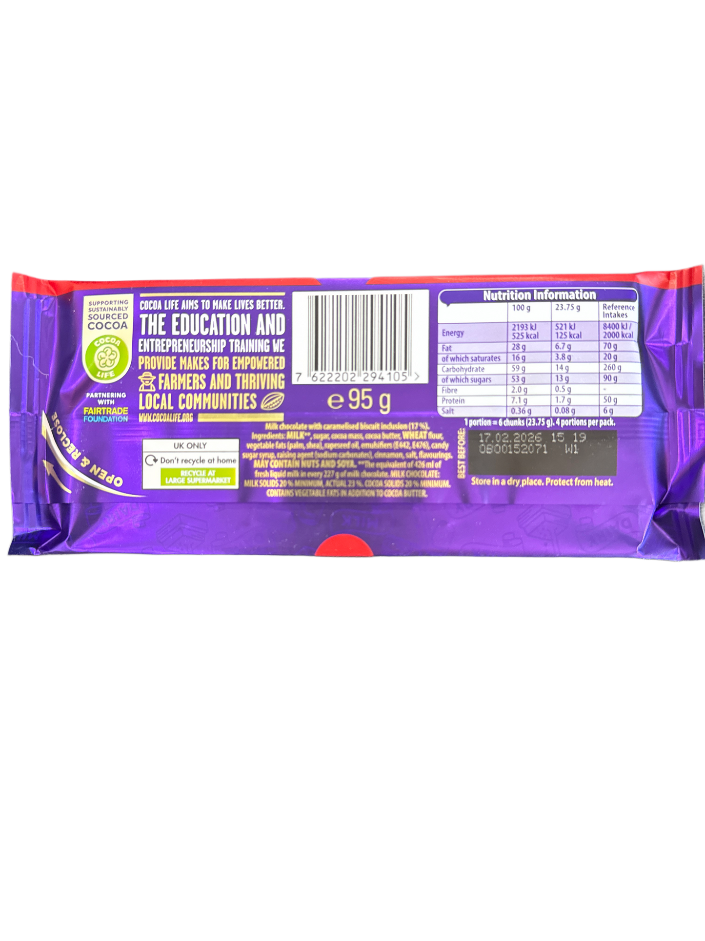 Cadbury Dairy Milk Biscoff 95G - Edizione Regno Unito