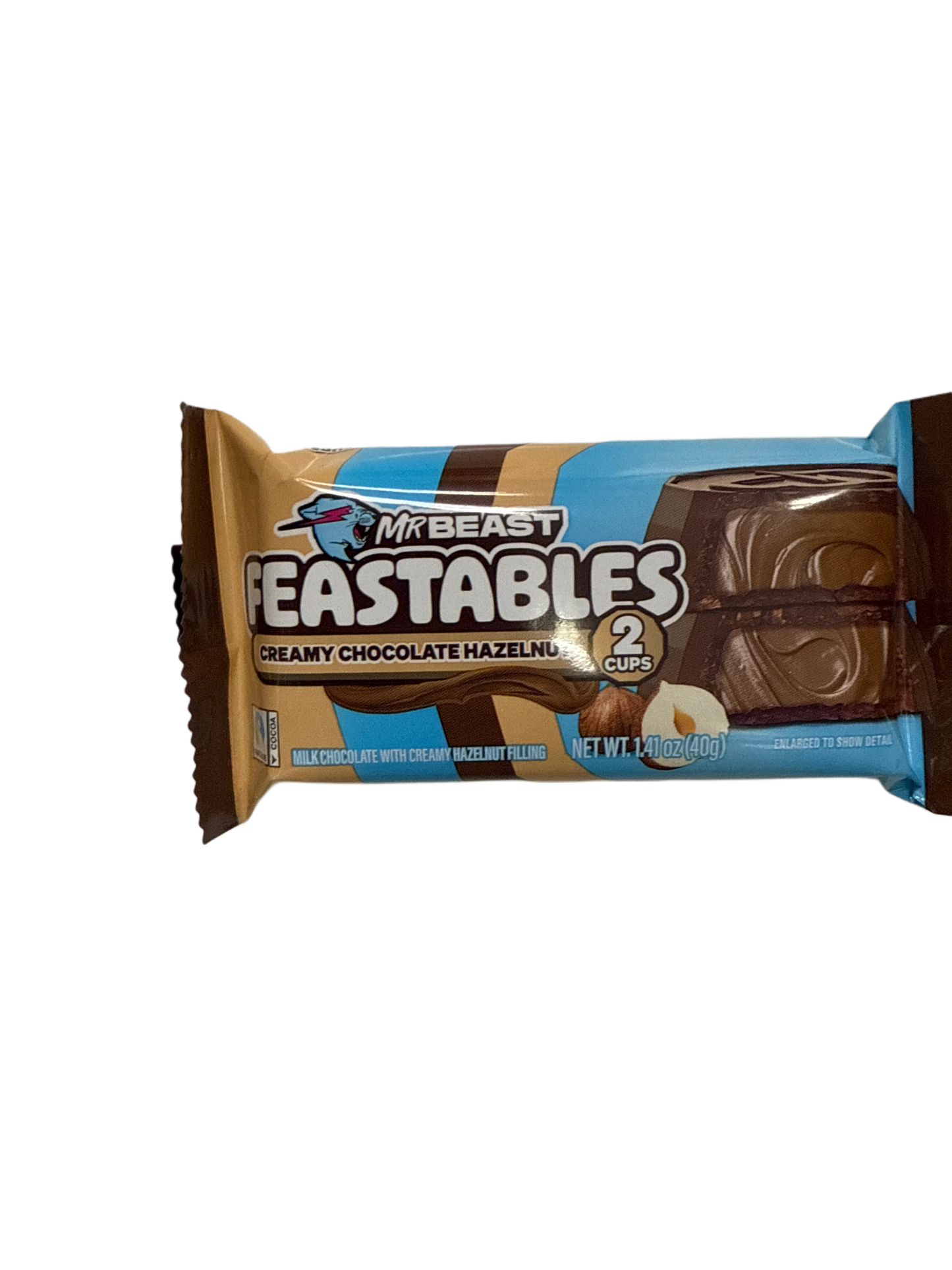 Mr Beast Feastables Tazas Cremosas de Chocolate con Avellanas 40G - Edición EE.UU.