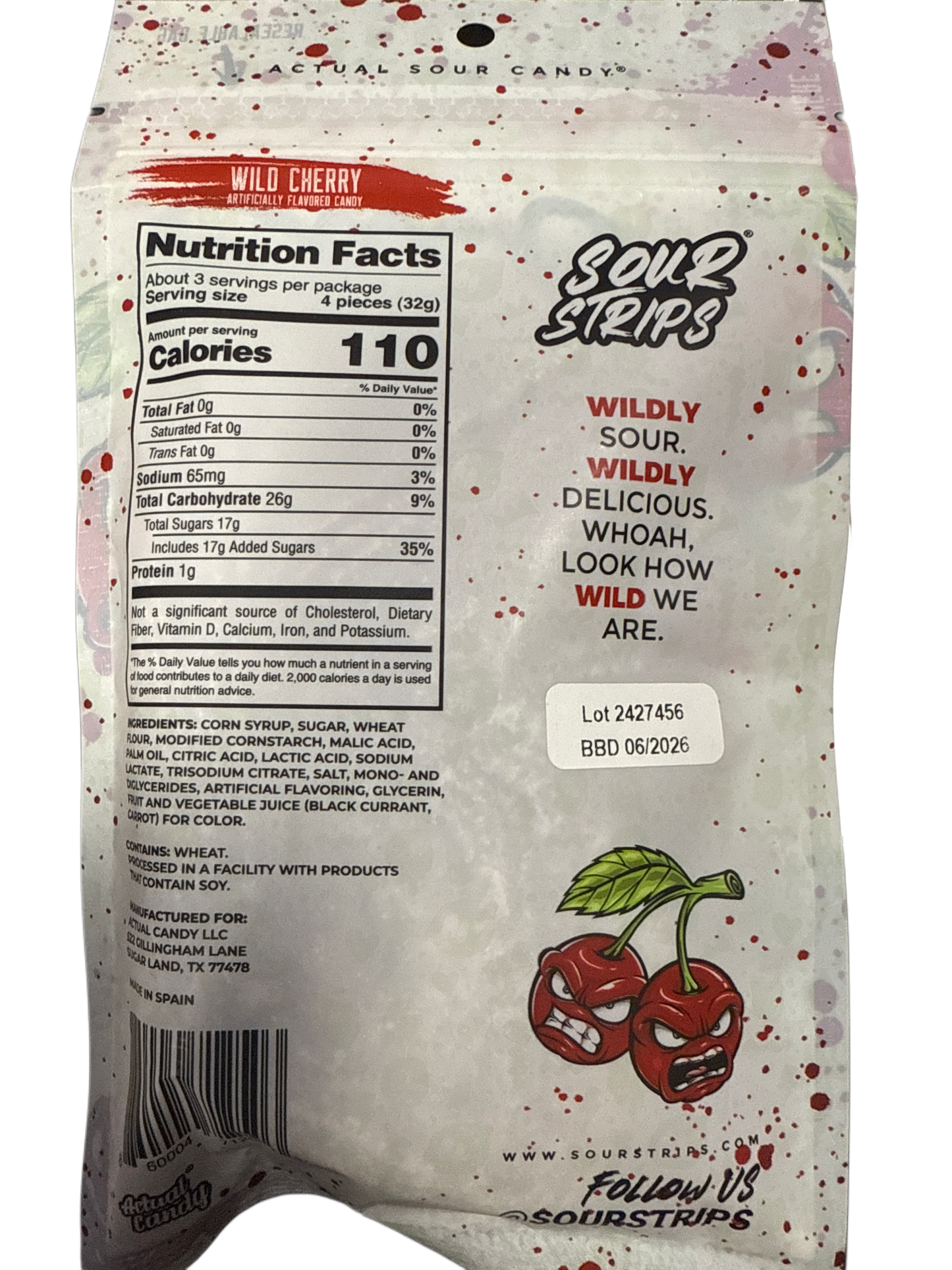 Sour Strips Wild Cherry 96G U.S Edition