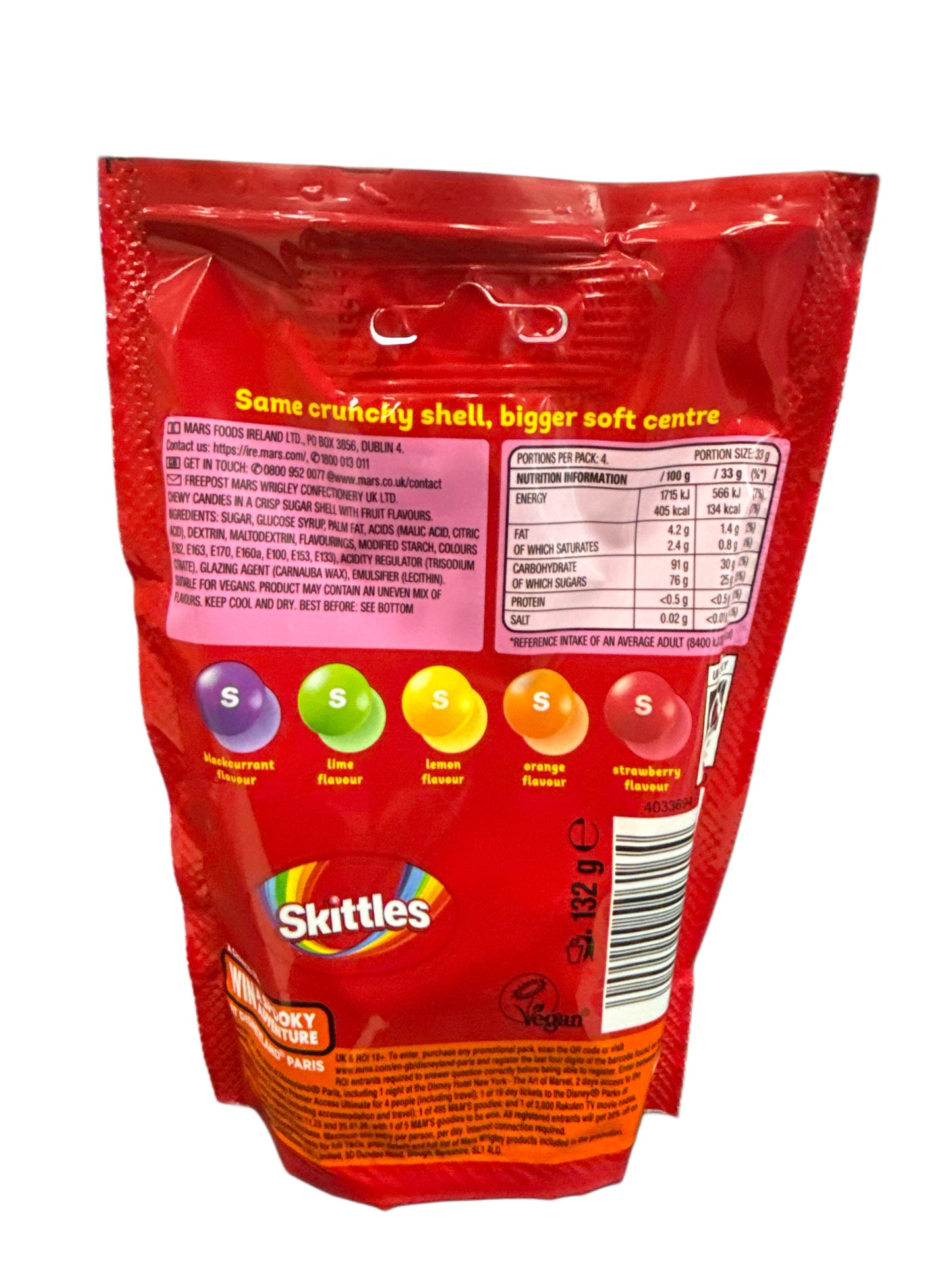Skittles Giants Candy Bag 132G U.K