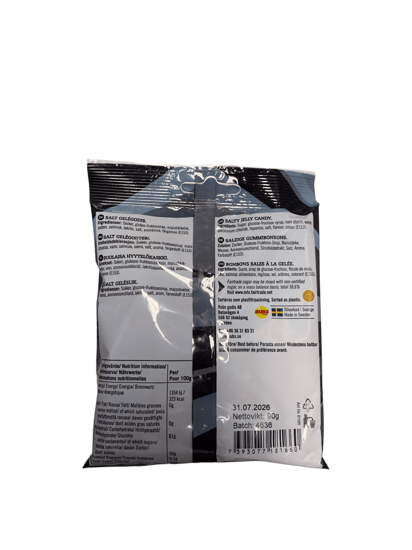 BUBS Godis Salt Skalle Candy Bag 90G - Sweden Edition