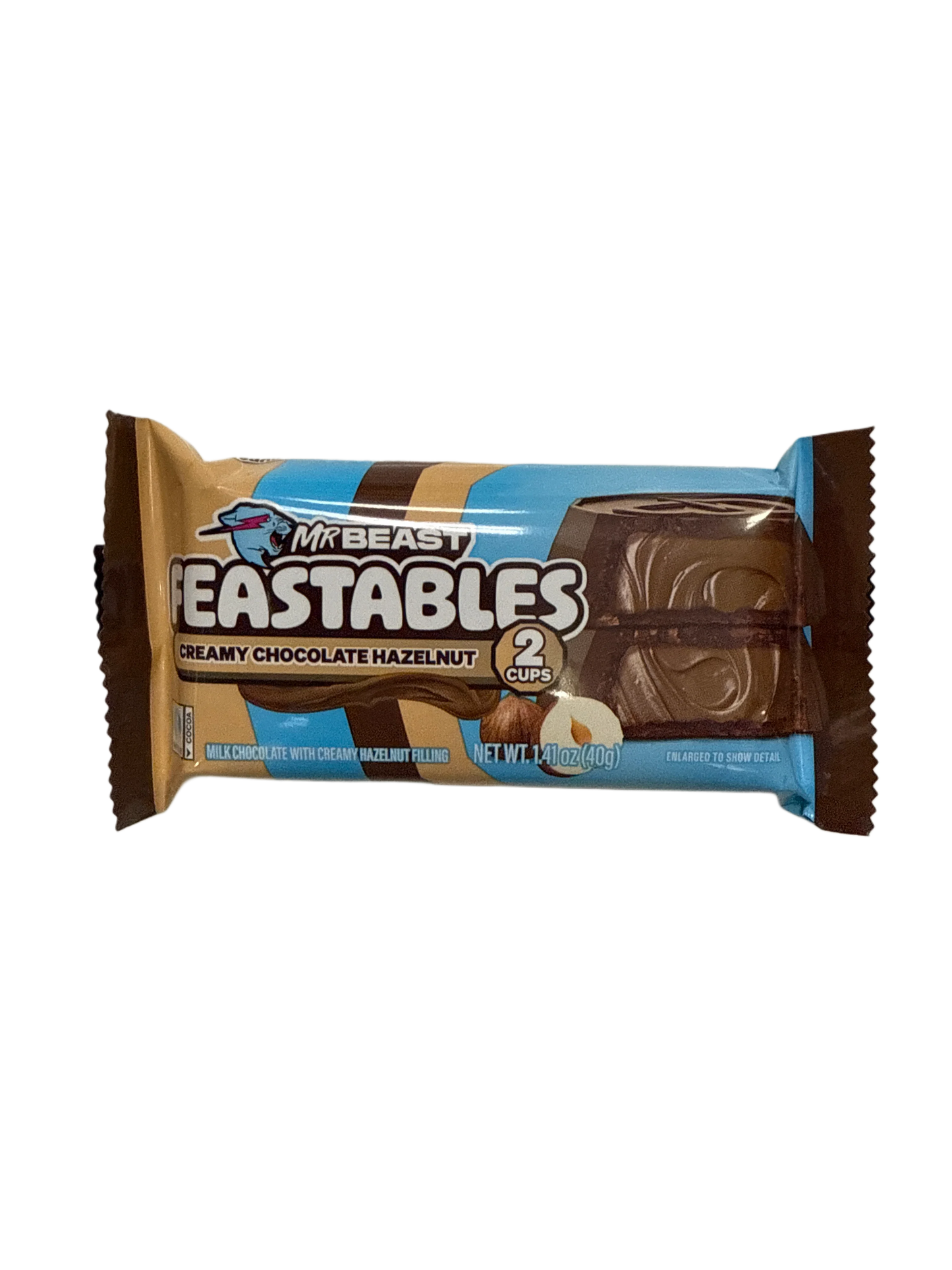 Mr Beast Feastables Tazas Cremosas de Chocolate con Avellanas 40G - Edición EE.UU.