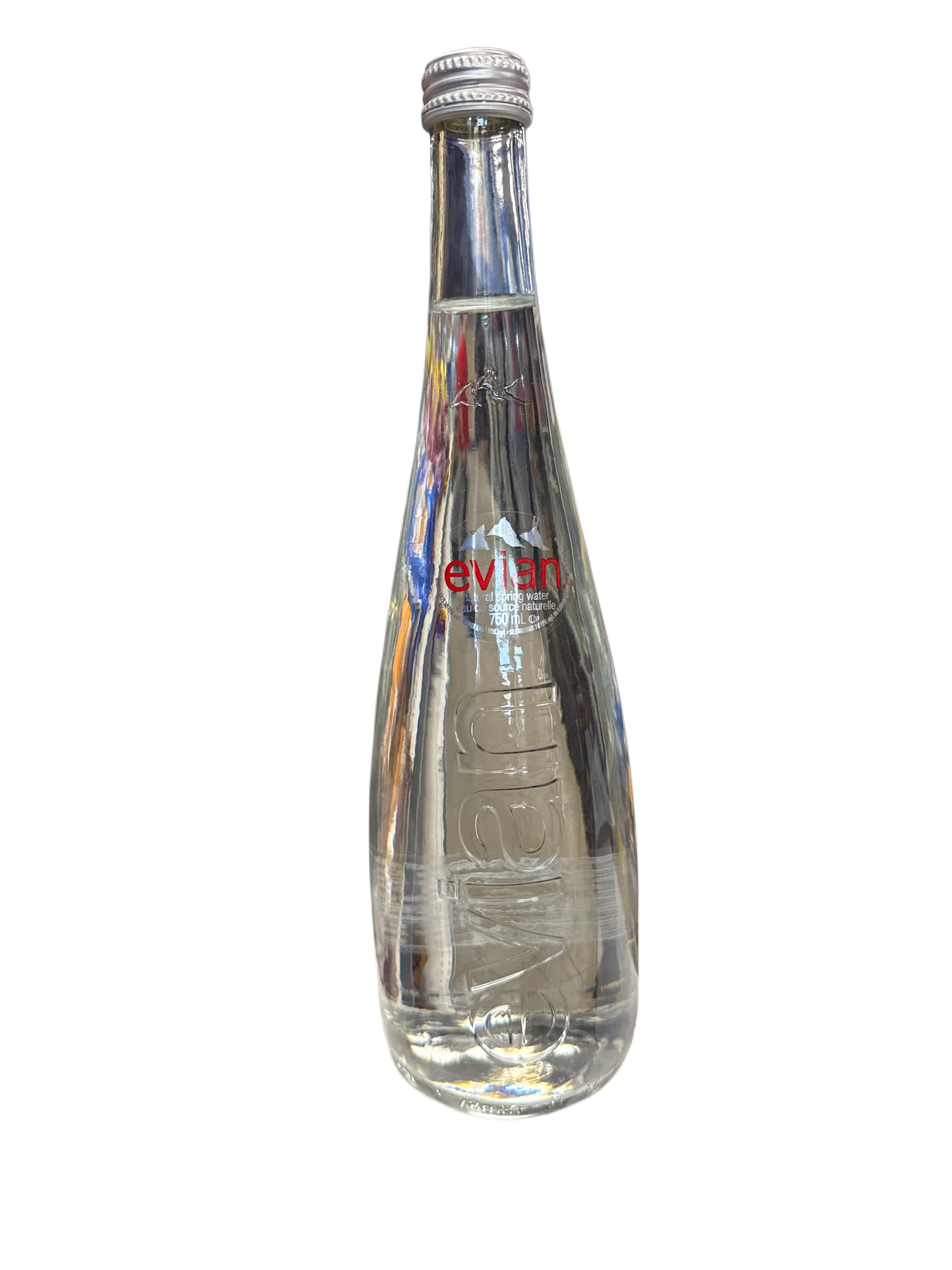 Evian Natural Spring Water Glass Bottle 750ML - French Edition