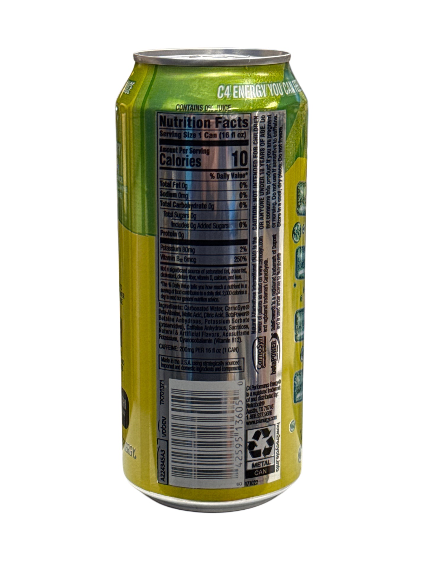 مشروب طاقة بنكهة الحلوى الحامضة الخالية من السكر سي4 سبلاتش 473 مل - النسخة الأمريكية