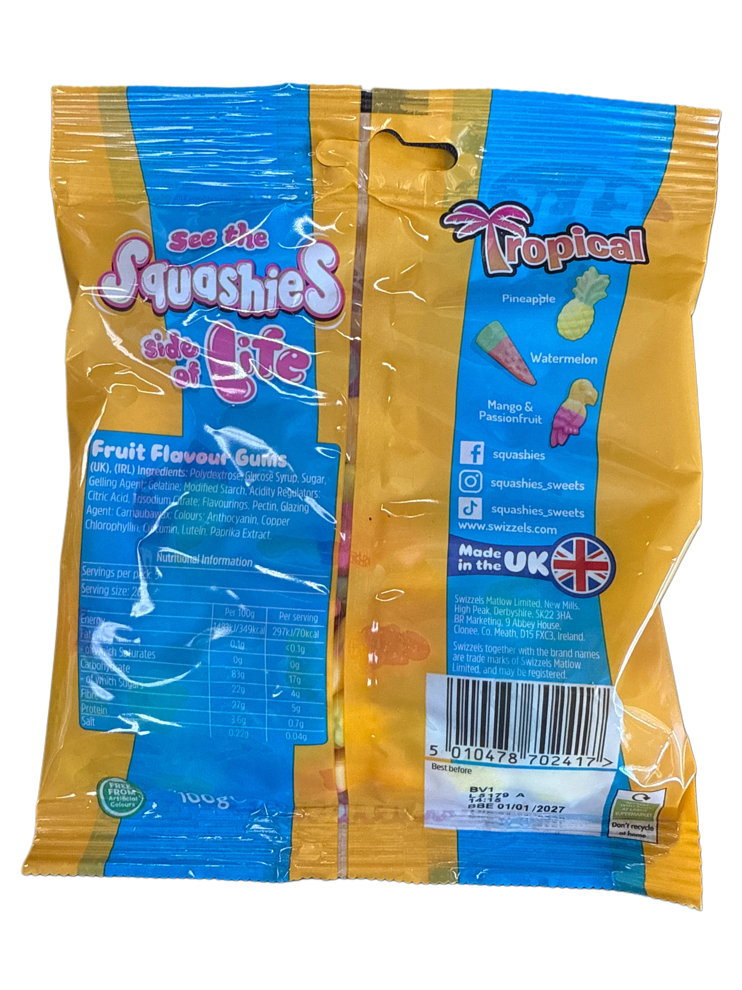 Squashies Tropikalne Smaki Owoców 100G - Edycja UK