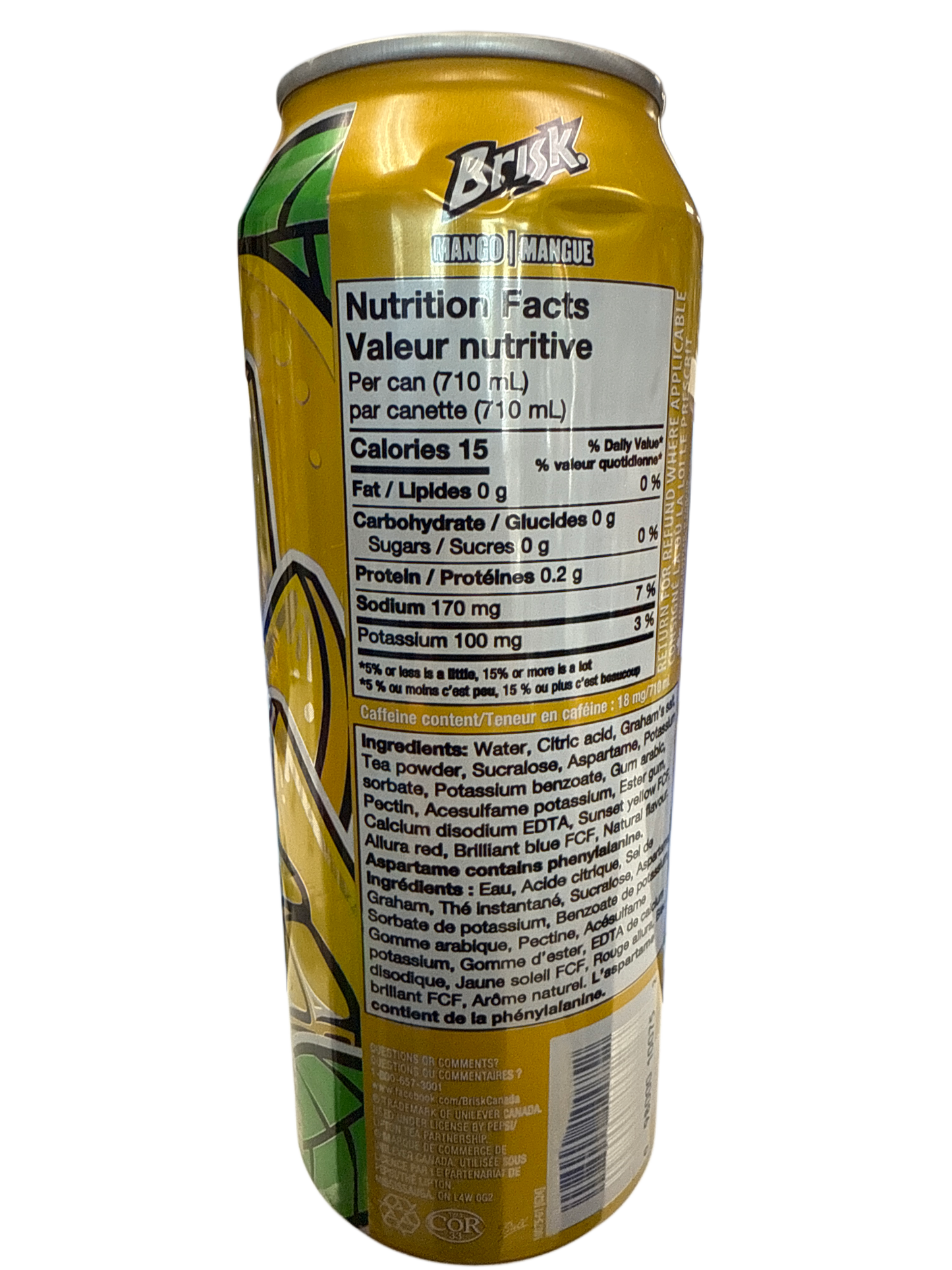 Brisk Mango Iced Tea Tall Can 710ML - U.S Edition
