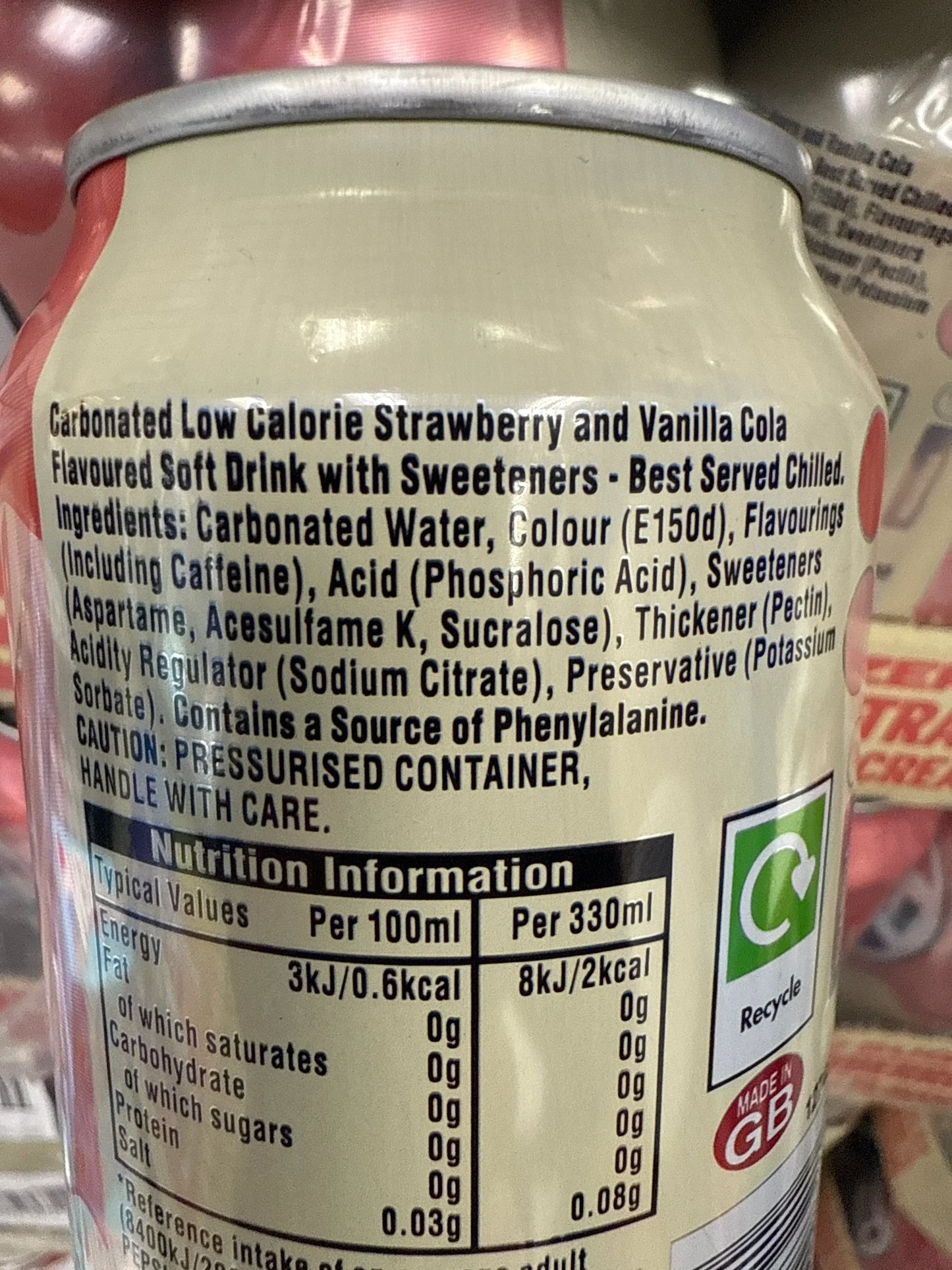 Pepsi Zero Sugar Strawberries N' Cream Can 330ML - U.K Edition