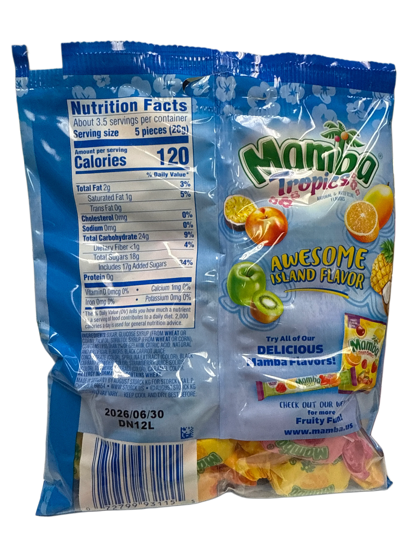 Mamba Tropics च्यूई कैंडी 100G - U.S संस्करण