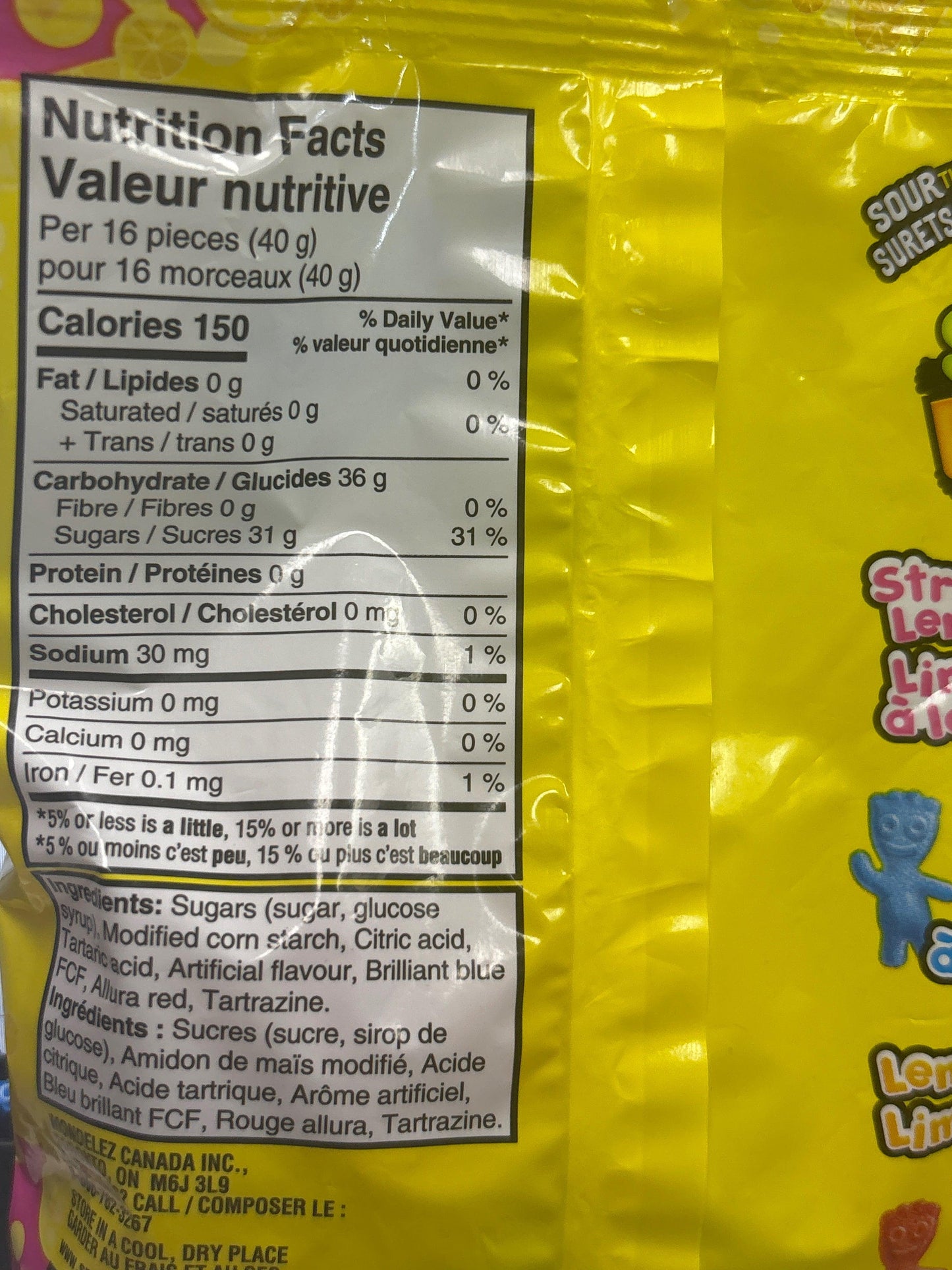 Sour Patch Kids Lemonade Candy Bag 150G - Canada Edition