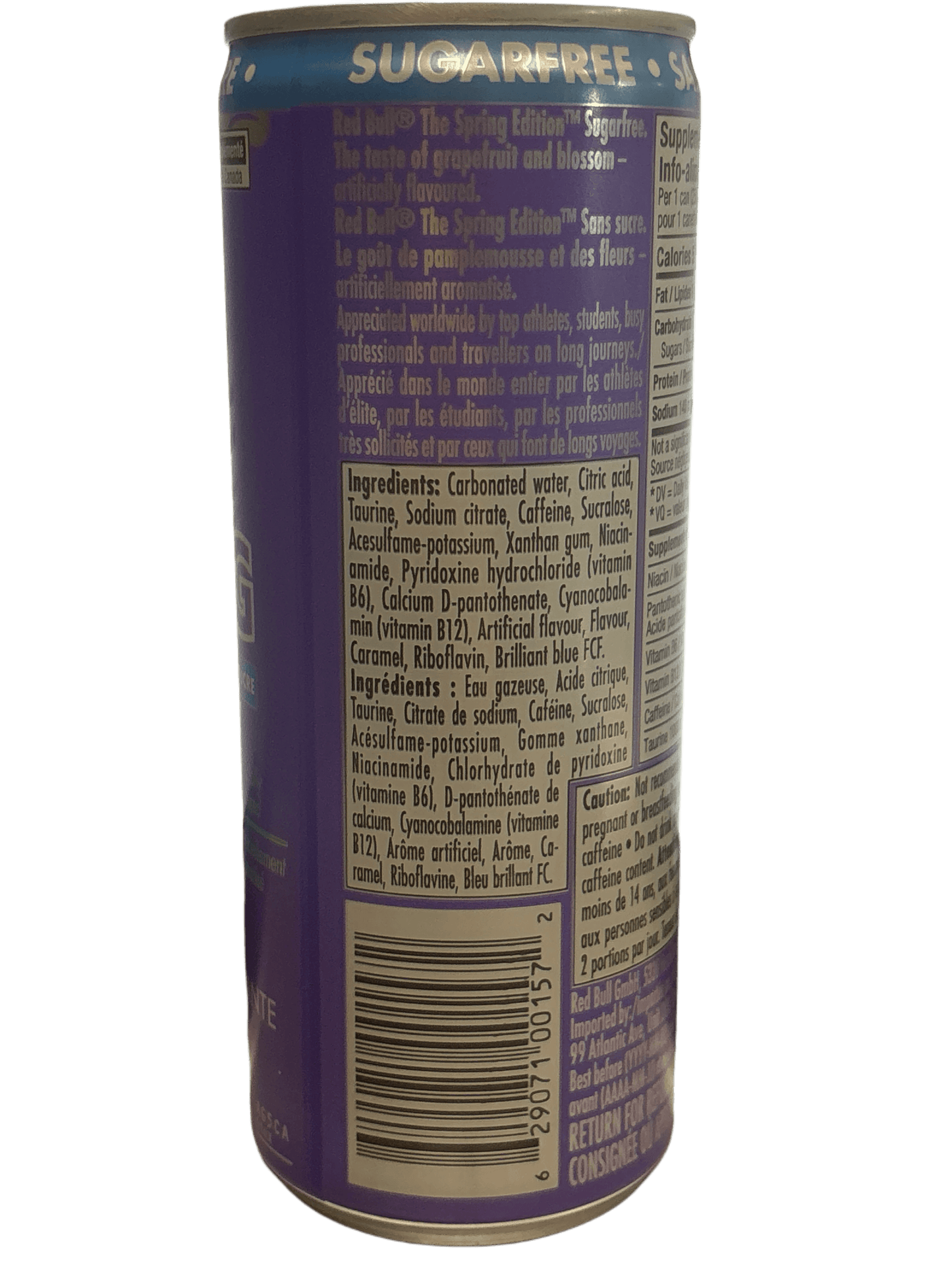 Red Bull Zero Sugar Grape Fruit & Blossom Energy Drink 250ML - Canadian Edition