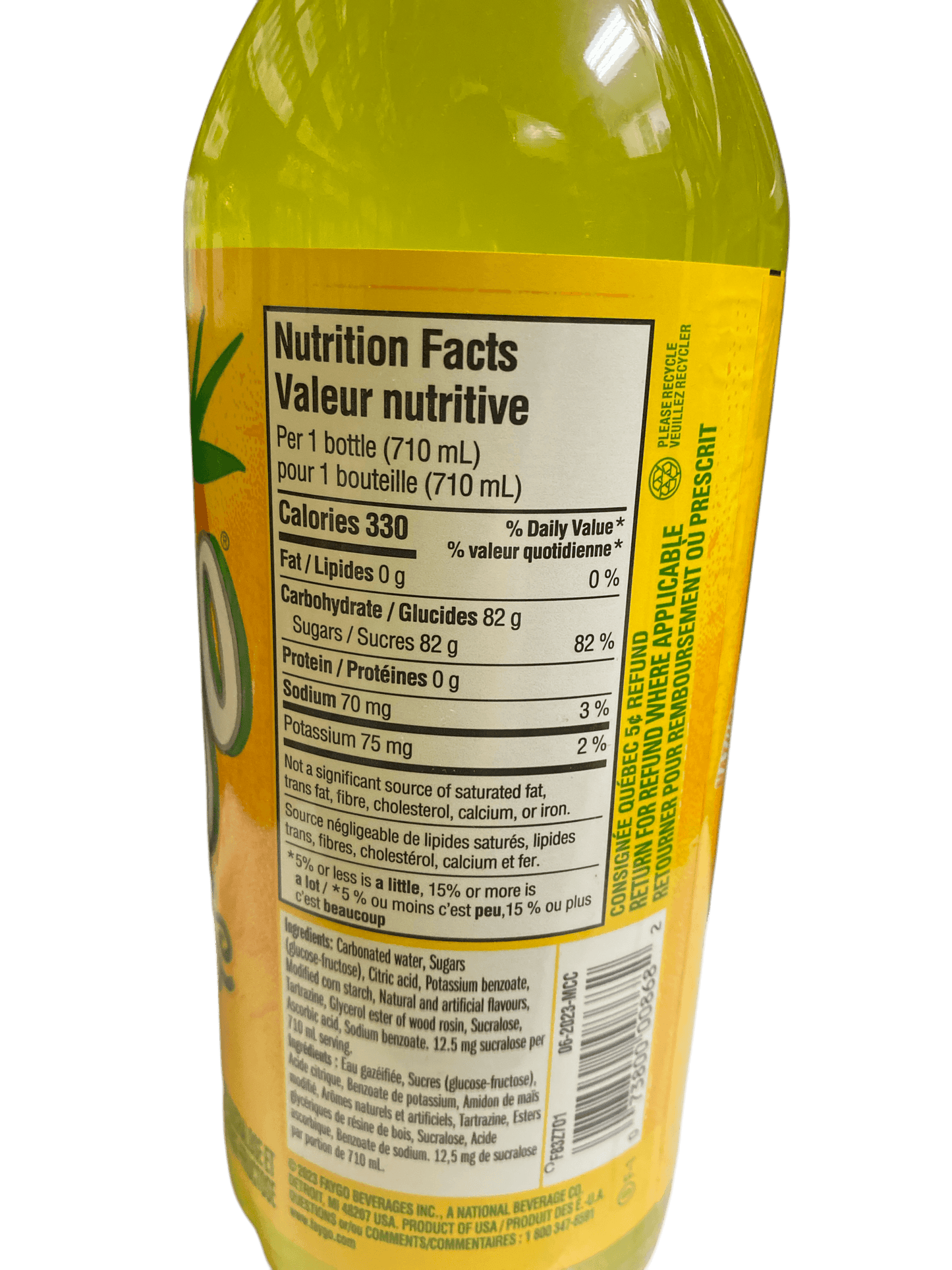 Faygo Pineapple Soda Drink 710mL