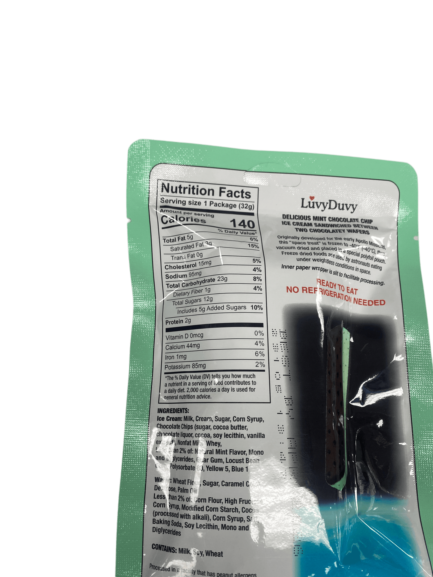 Mint Chocolate Chip Freeze Dried Ice Cream Sandwich Space Food