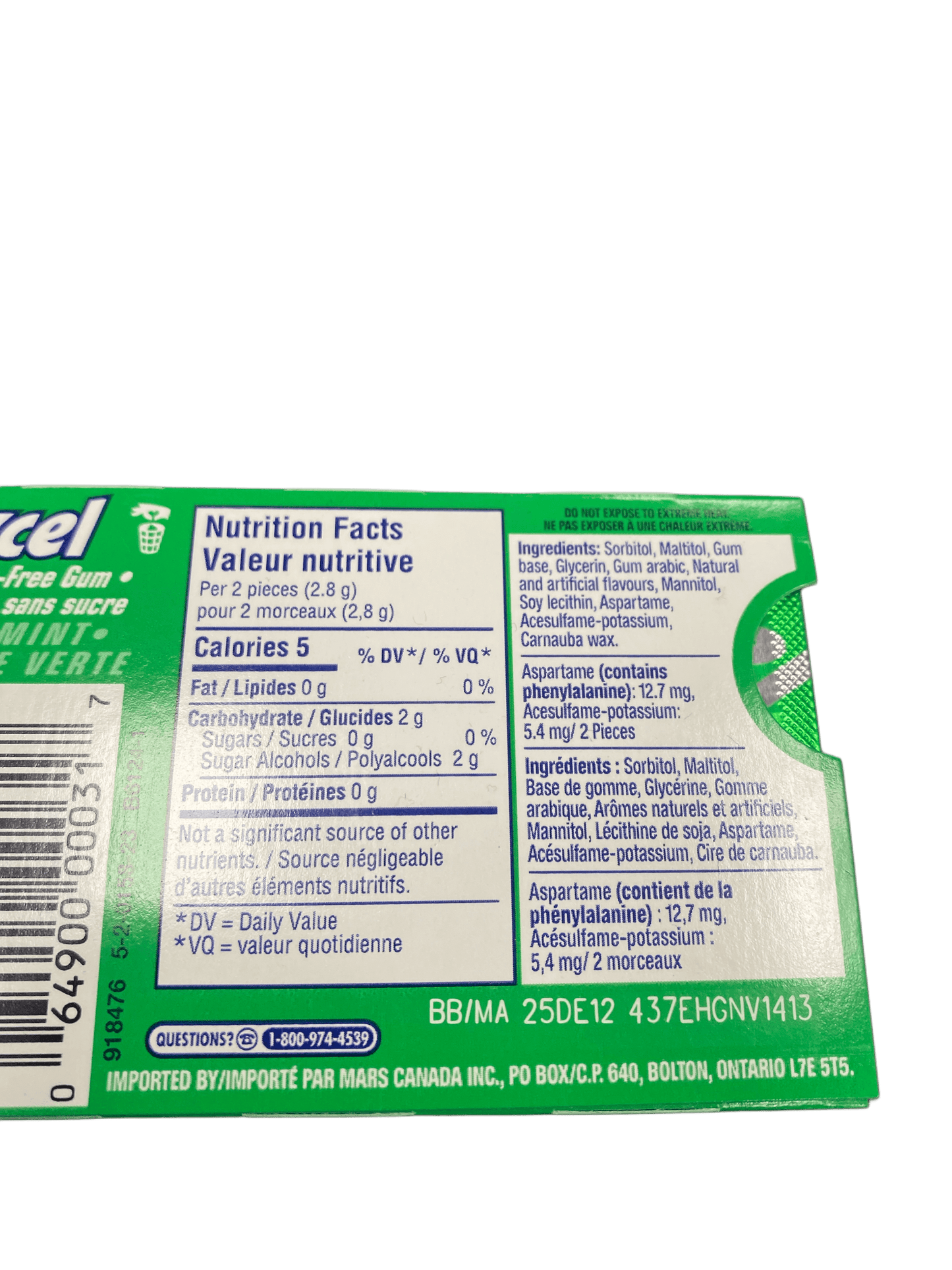Excel Spearmint Gum 12 Pieces