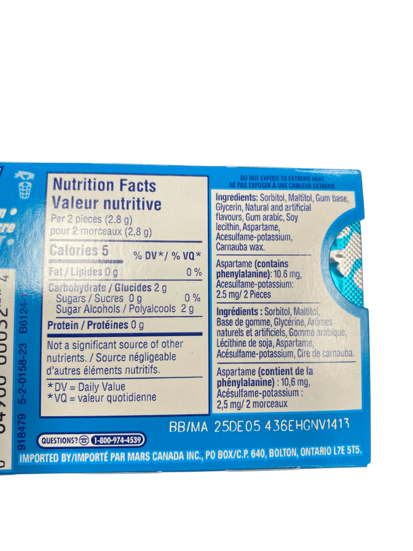 Chicle de menta Excel 12 piezas - Edición canadiense