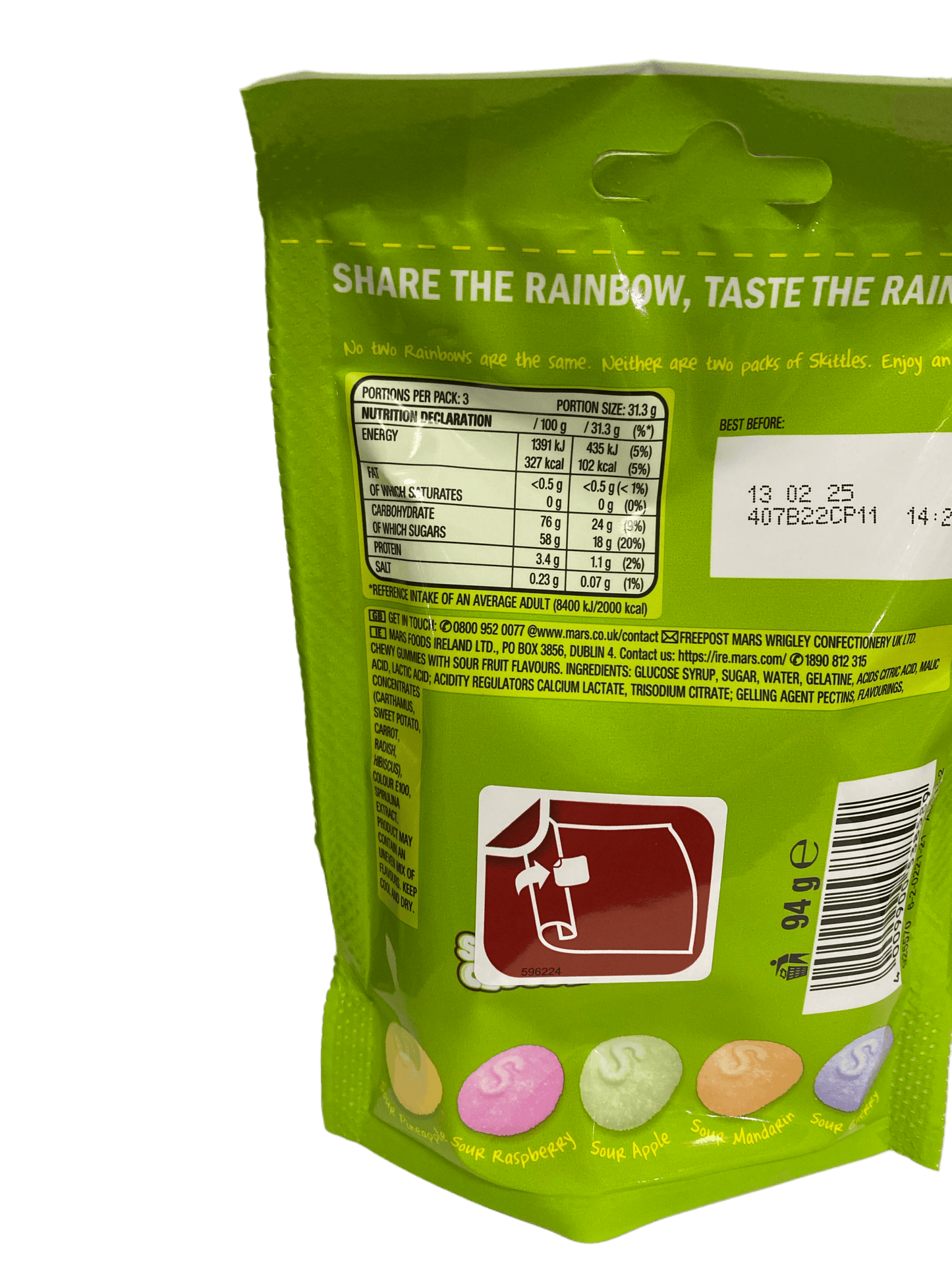 Skittles Crazy Sours Squishy Cloudz Candy Bag 94G