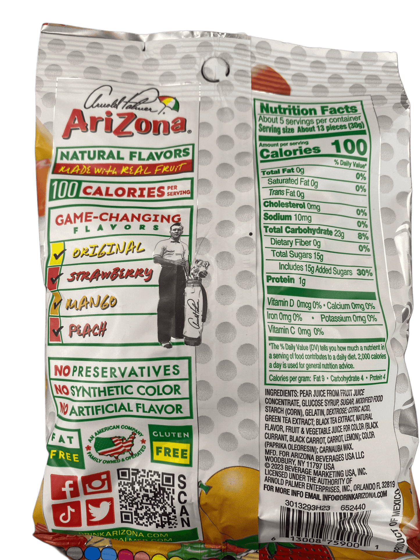 Arizona Half & Half Fruit Snacks Mixed Flavors Candy Bag 5OZ