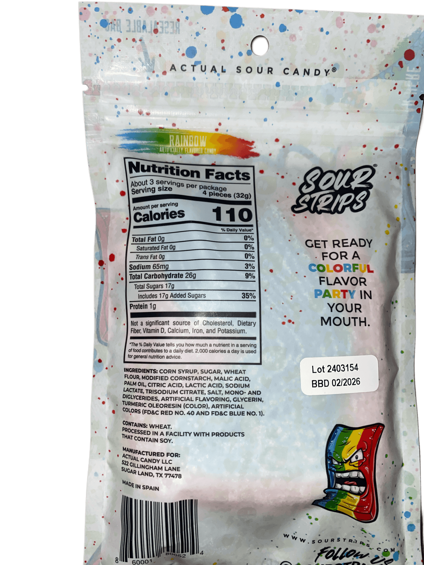 Sour Strips Rainbow 3.40OZ