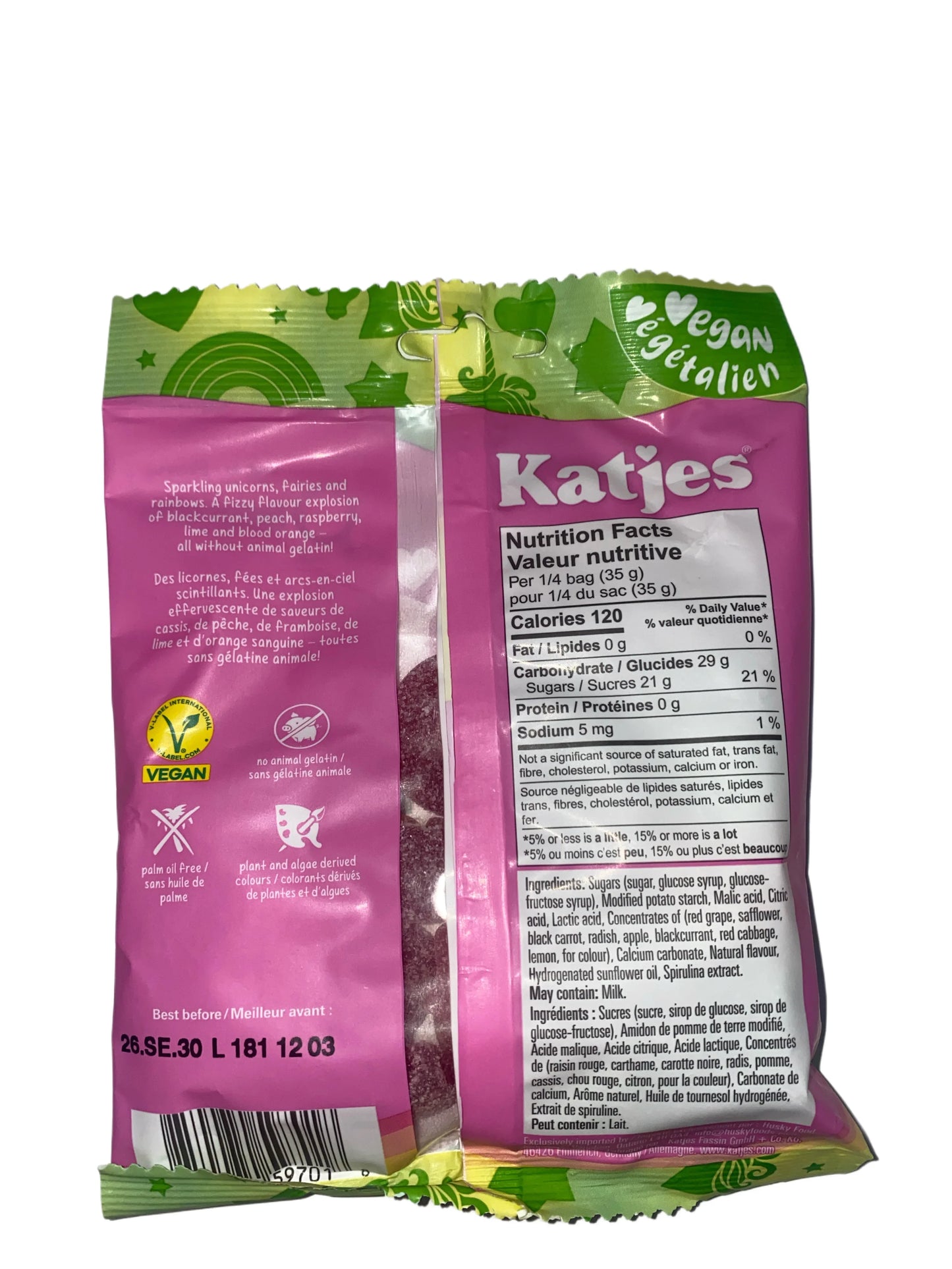 Katjes Sparkly Sour Gummies – Vegan Sour Candy 140G - Canadian Edition