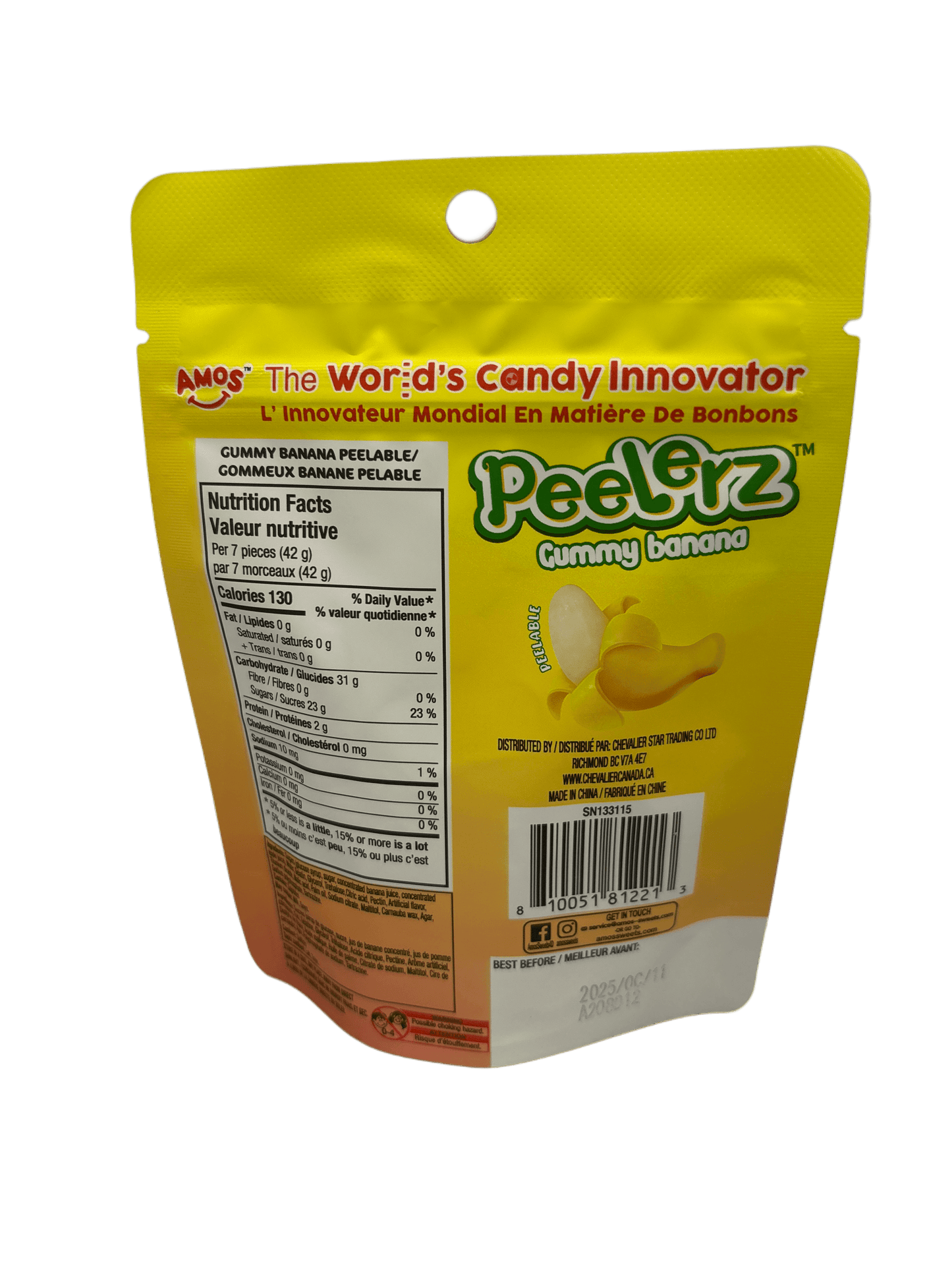 Amos Peelerz Gummy Banana 85G - U.S Edition