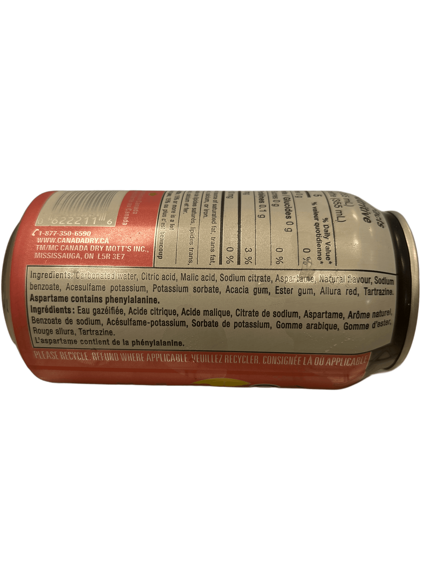 Canada Dry Zero Sugar Raspberry Lemonade Ginger Ale 355ML