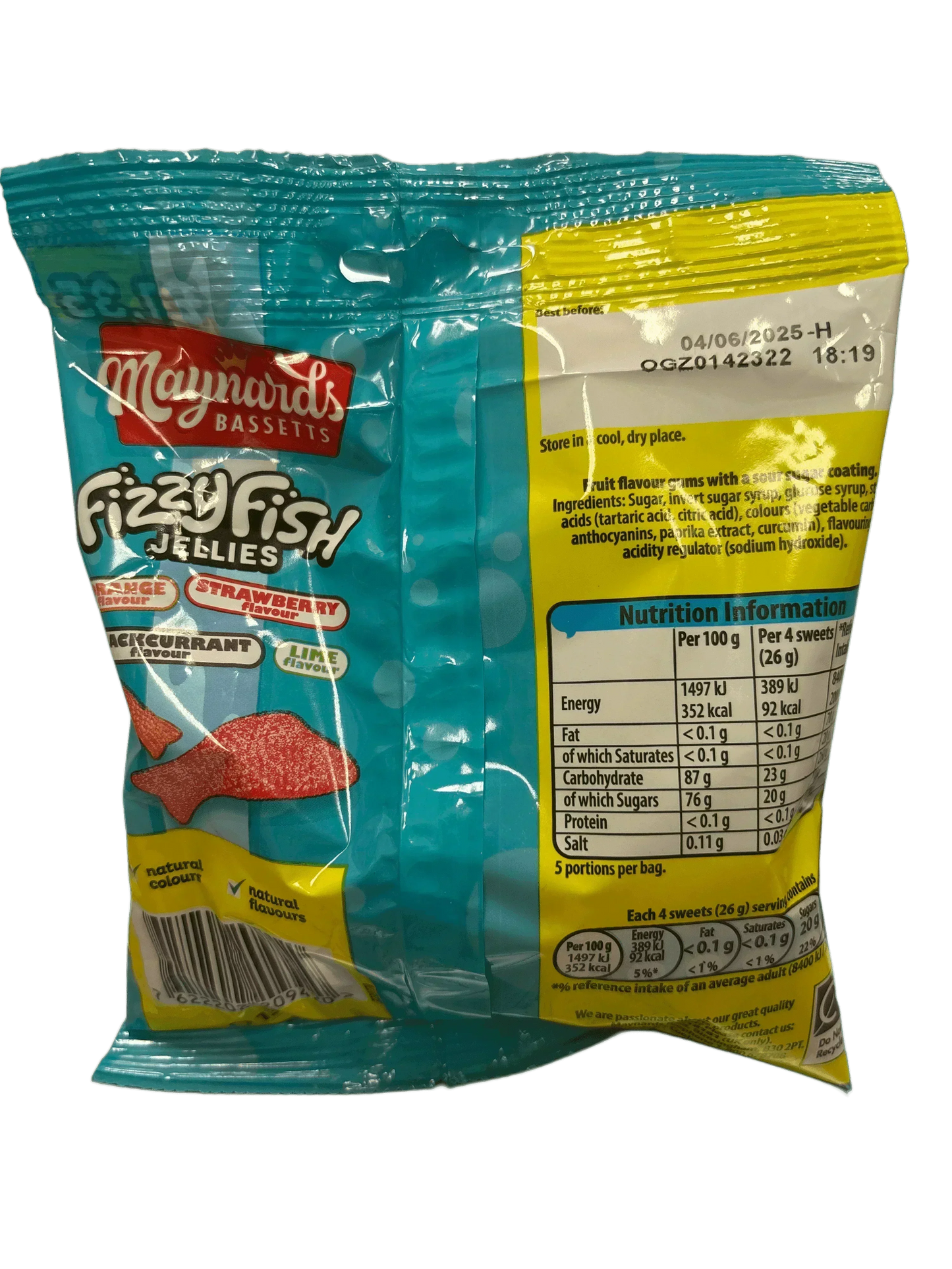 Maynards Bassetts Pescado Agrio 130G - Edición Reino Unido